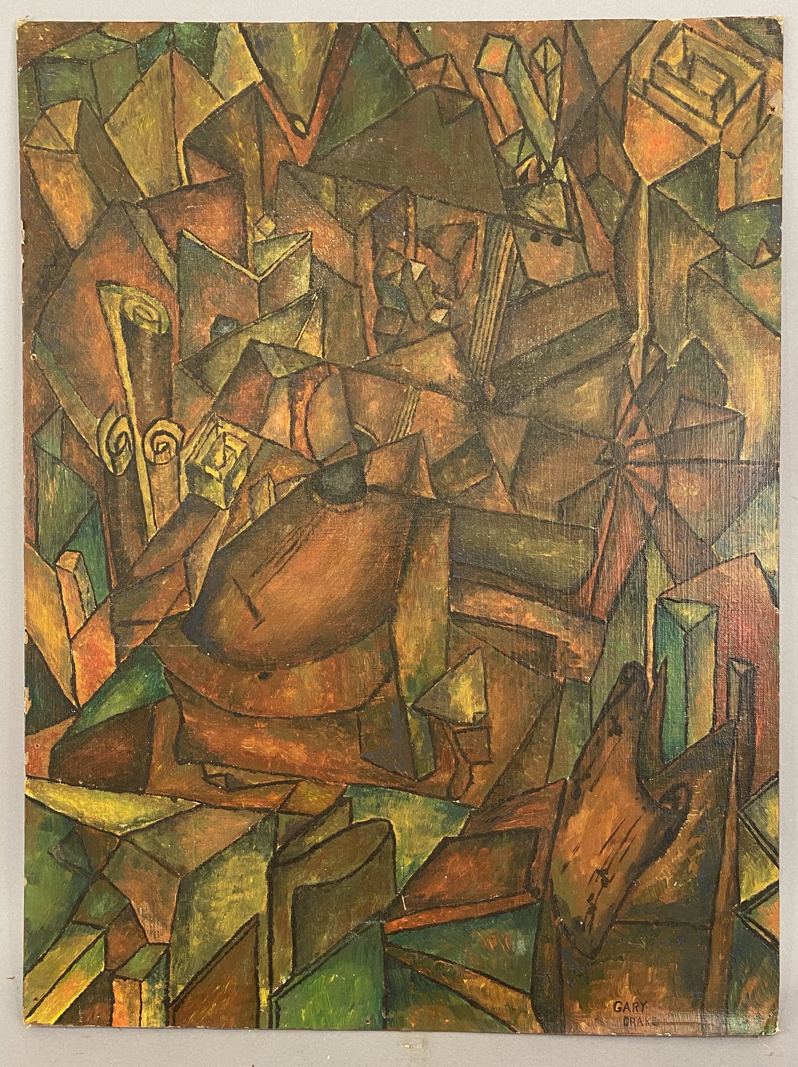 Oil on Board Signed Gary Drake: Abstract Oil on Board Signed Gary Drake Hartford Courant 1970. Provenance Estate of Howard A Legge.