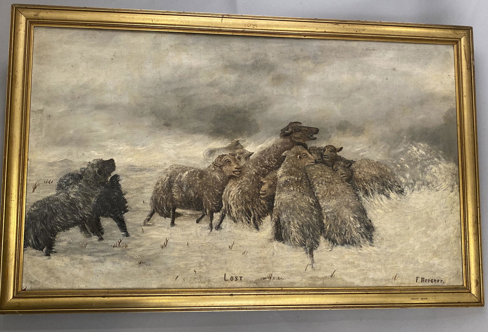 F Bergner O/C Titled "Lost Sheep in a Snow Squall" (1 of 9)