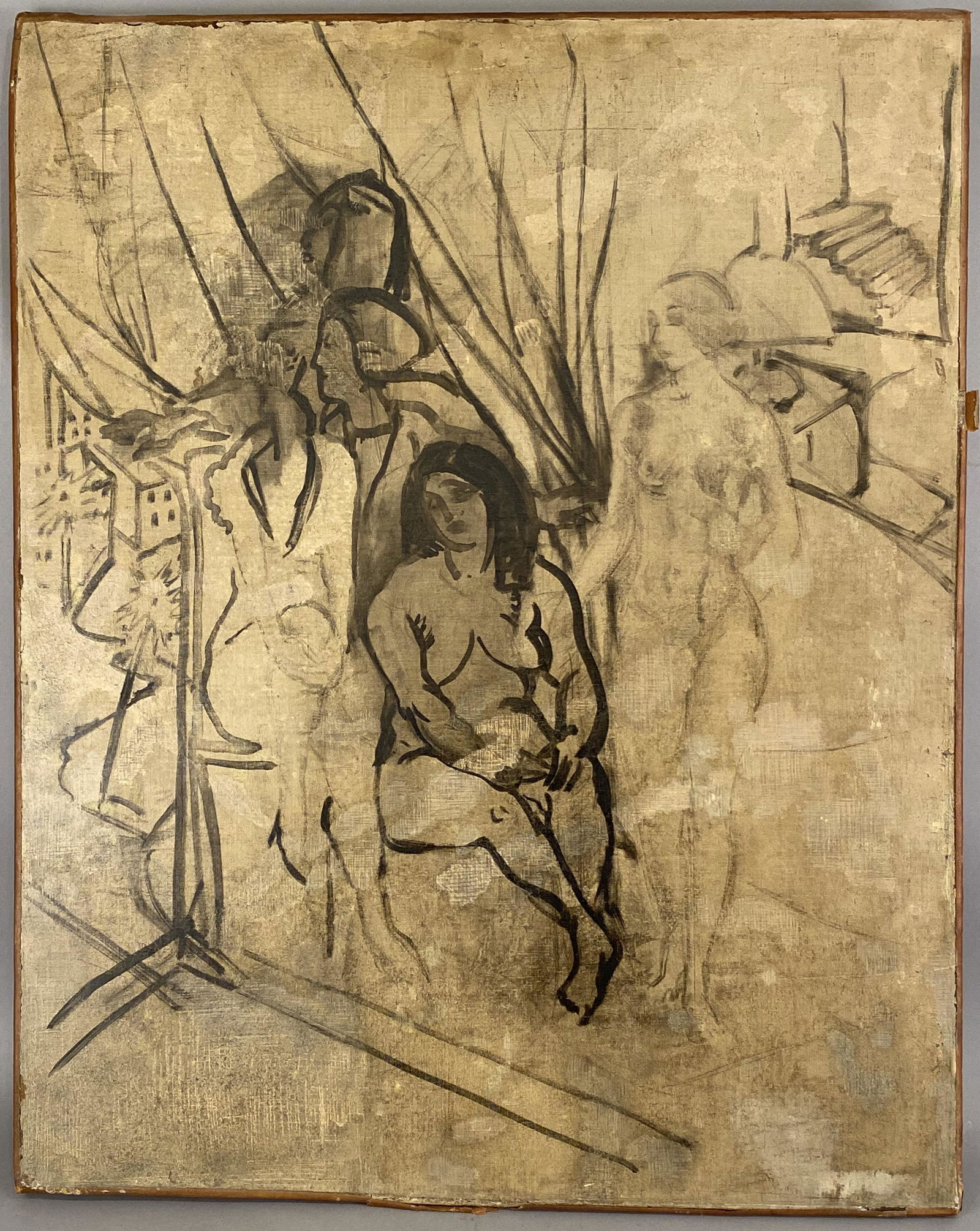 Oil on Canvas School of Jules Pascin?: Oil on Canvas School of Jules Pascin? Canvas relined. Provenance Estate of Howard A Legge.