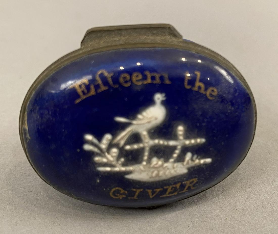 Antique Battersea Enamel Box "Esteem the giver" (1 of 5)