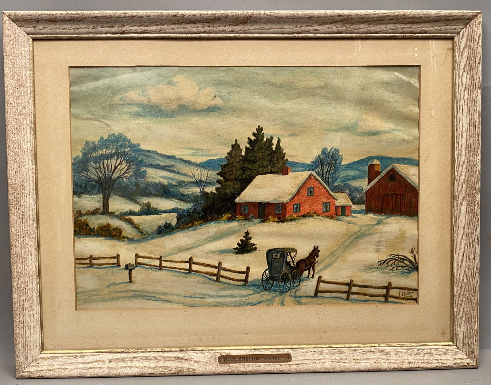 L Miller Winter Scene with Horse and Carriage (1 of 5)