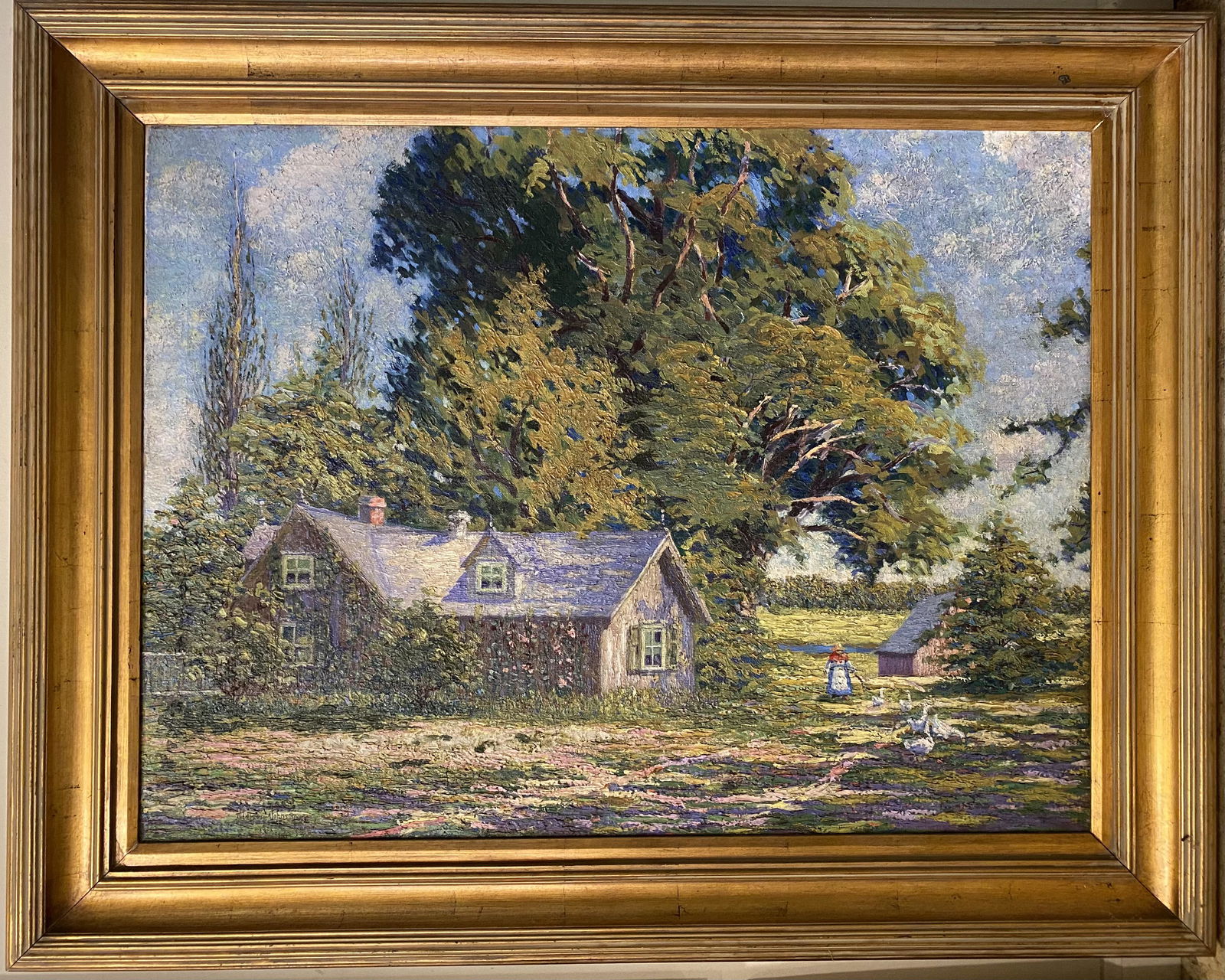 Addison Johnson Large O/C Woman Birds near House (1 of 5)