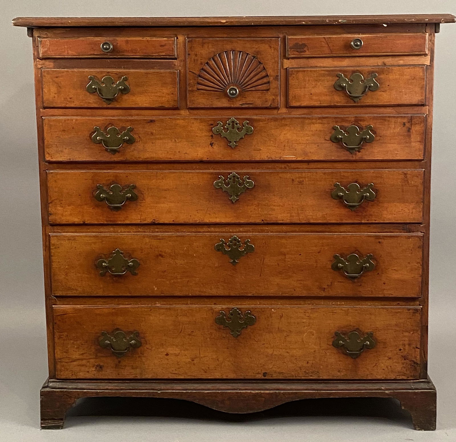 18th C Tall Chest w/ Carved Fan (1 of 8)