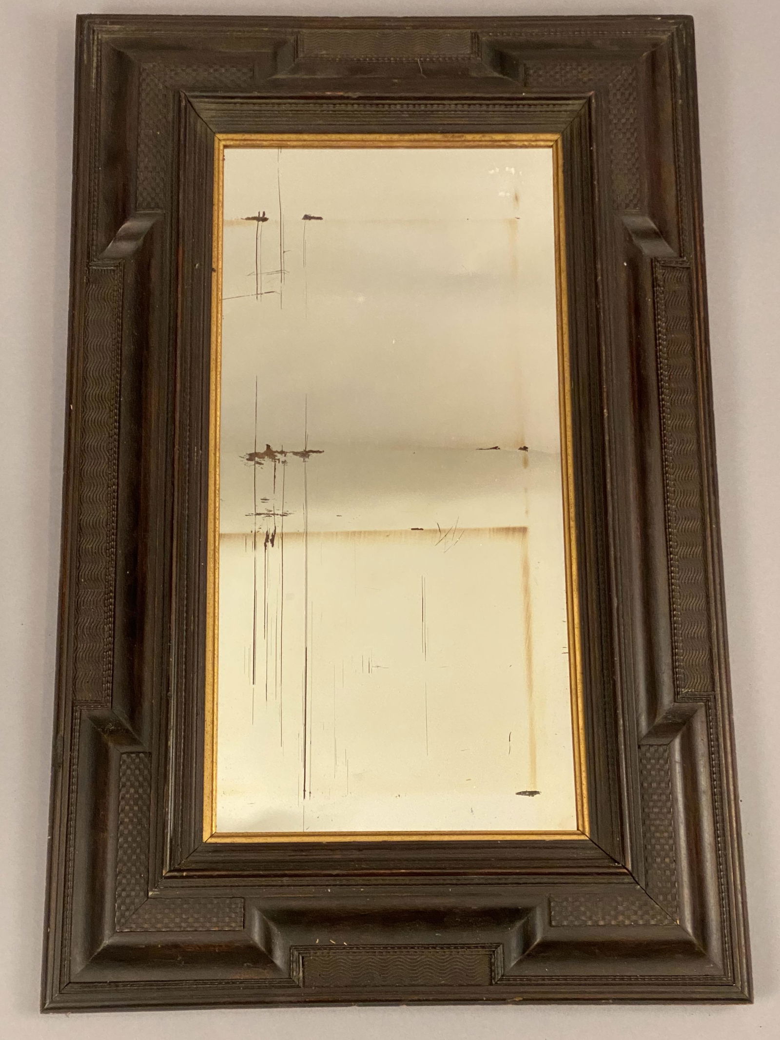 19th C Mirror w/ Carved Geometric Frame (1 of 4)