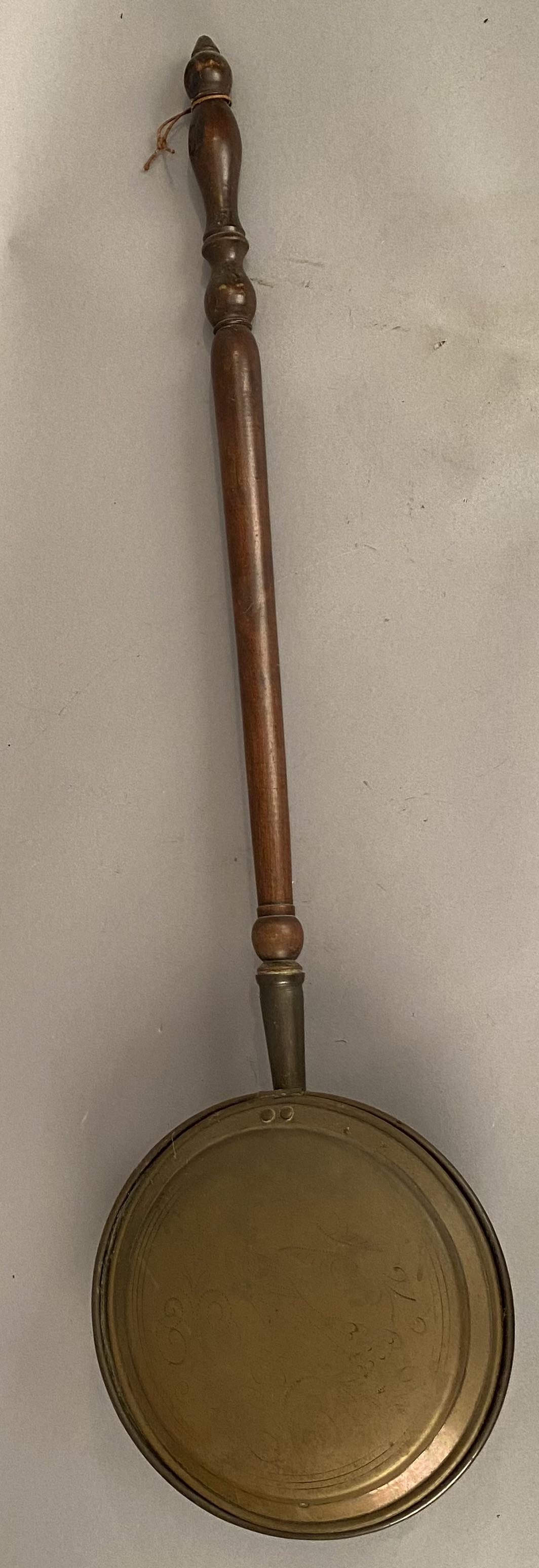 Bed Warmer w/Turned Wood Handle & Bird Decoration (1 of 7)