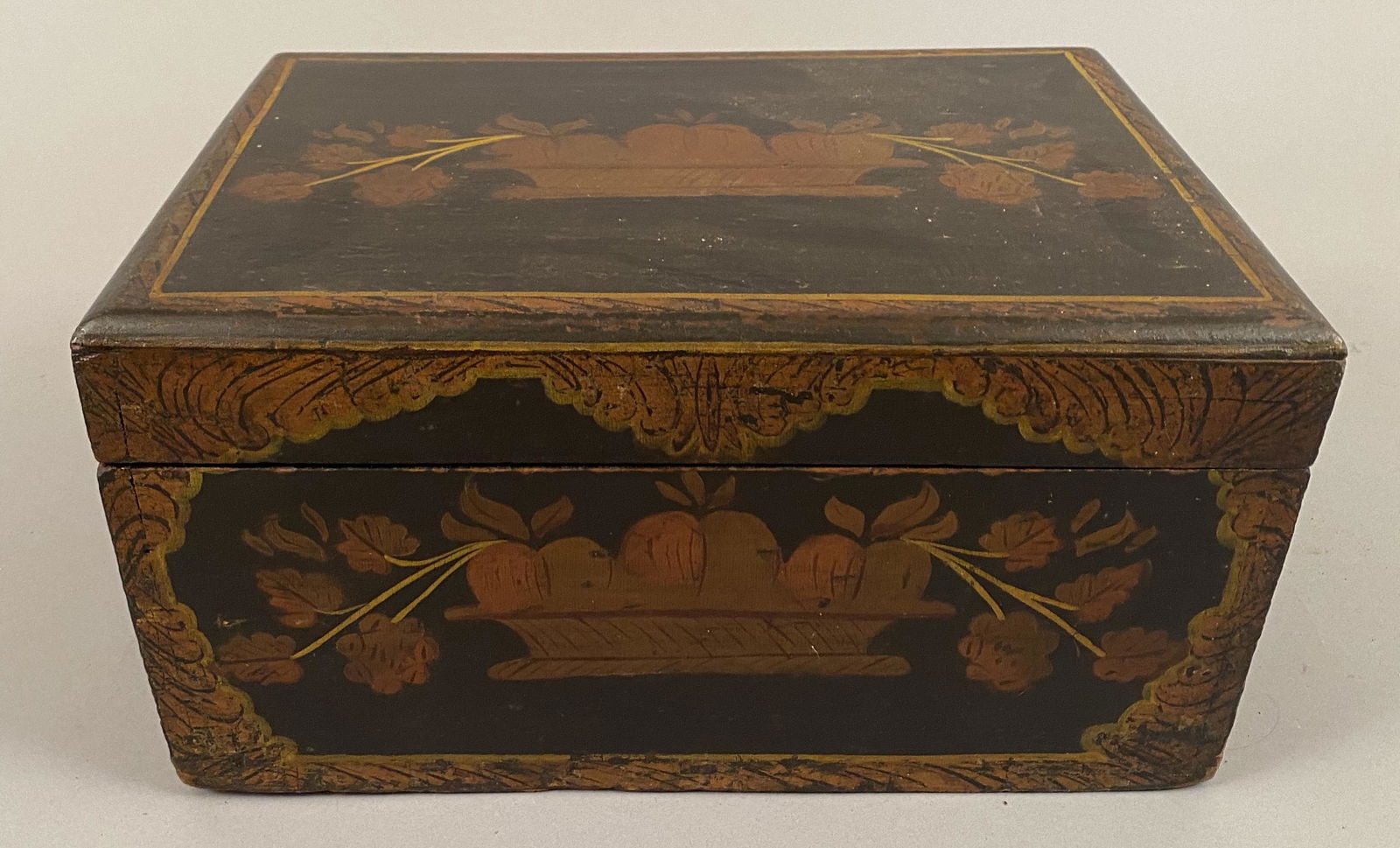 Paint Decorated Box w/Sliding Compartments (1 of 8)