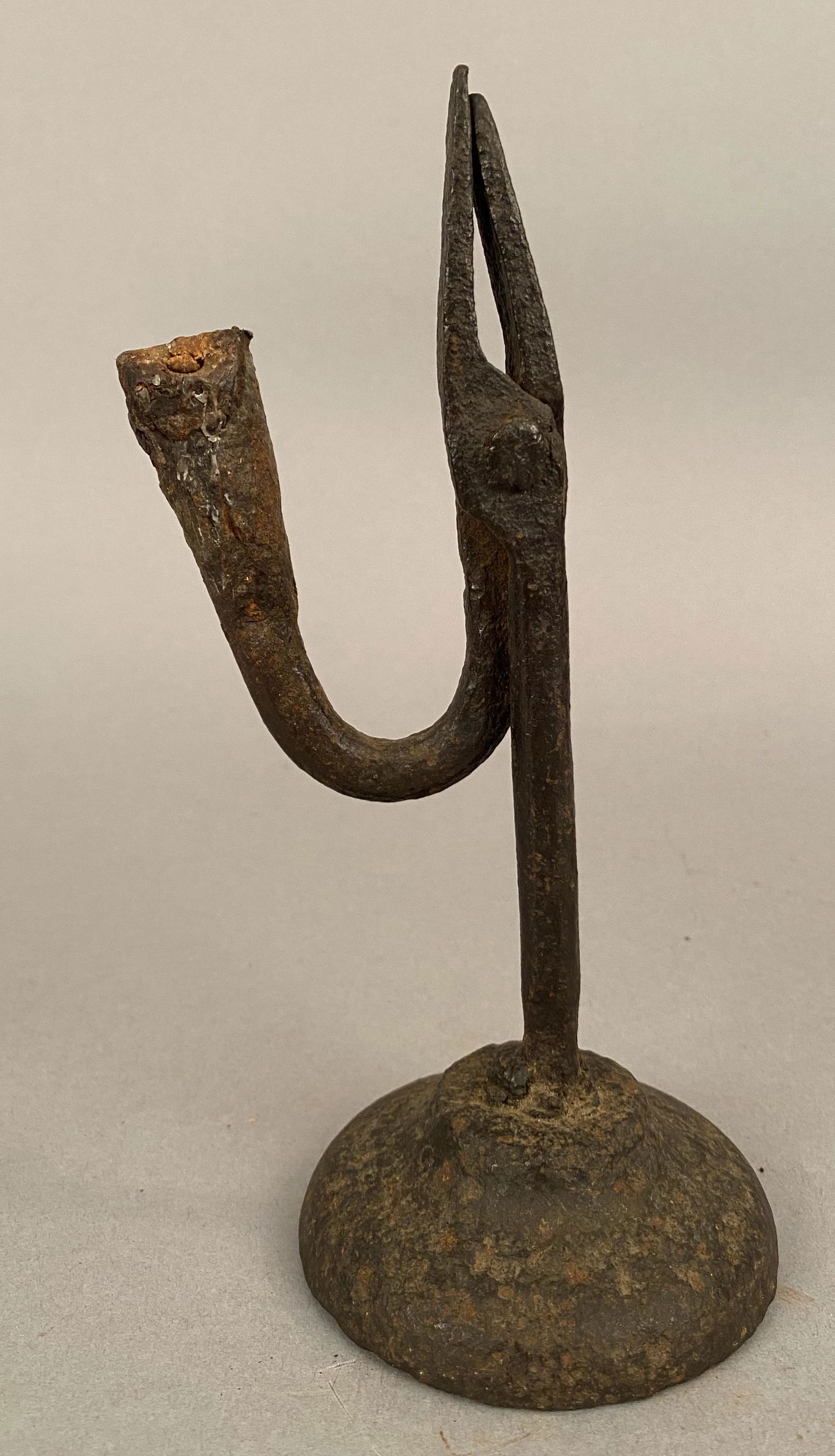 18th C Iron Candle Holder/Rush Light (1 of 7)