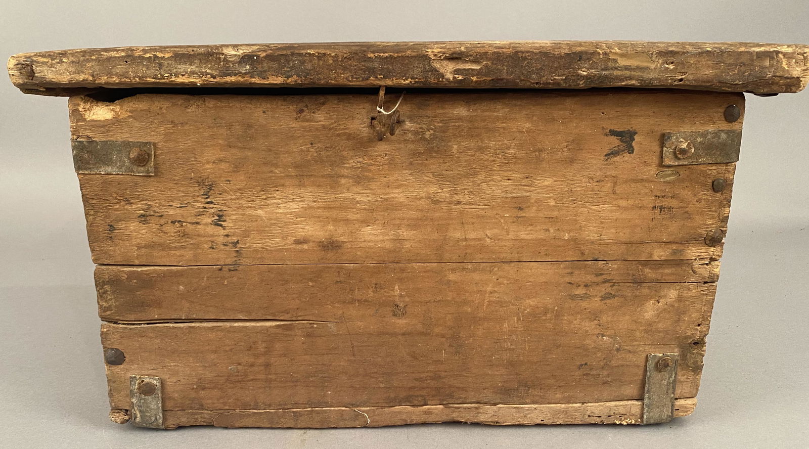18th C Box w/Carved Lid & Rose Head Nails (1 of 10)
