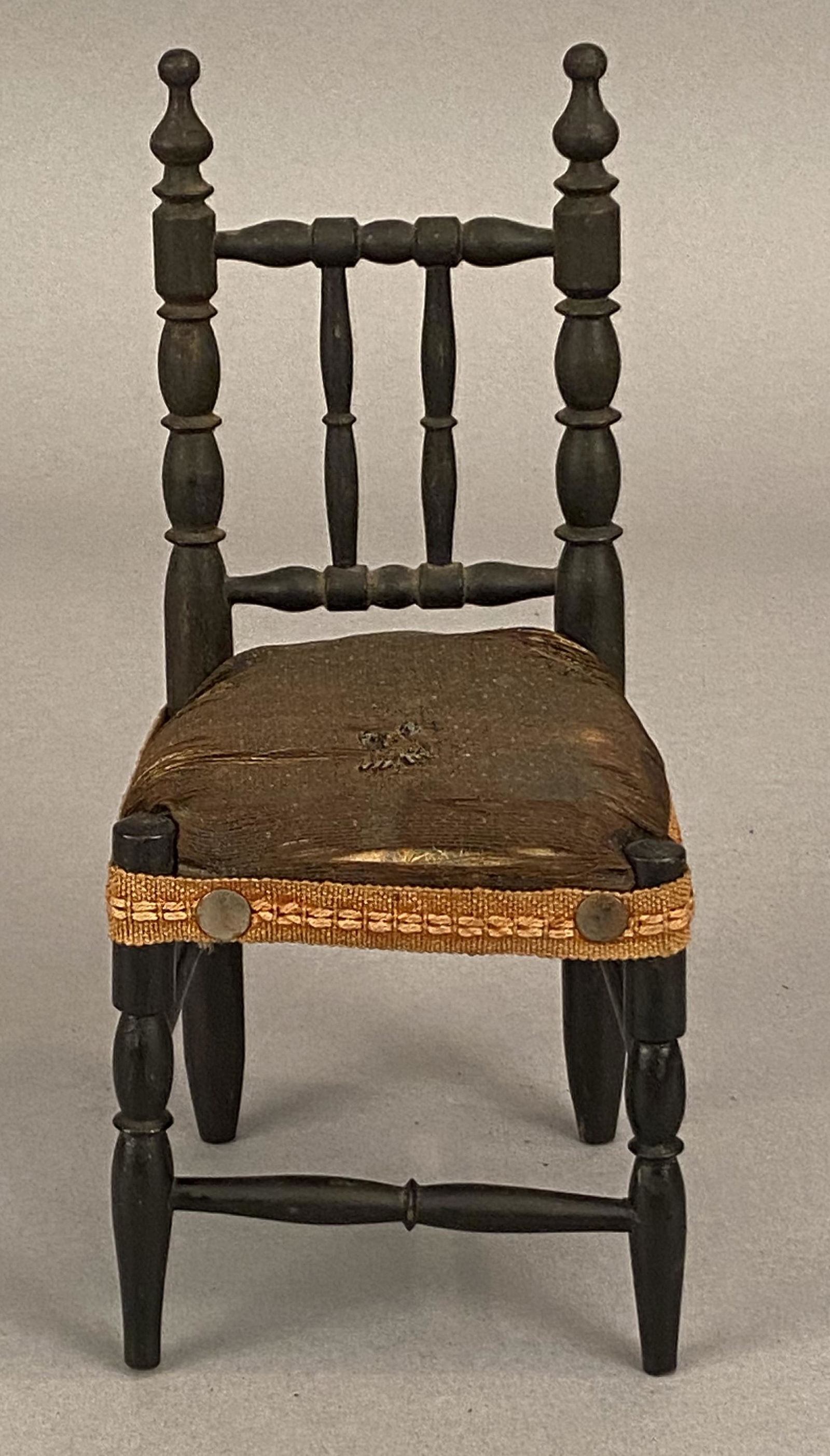 Miniature Upholstered Black Carver Type Chair (1 of 7)