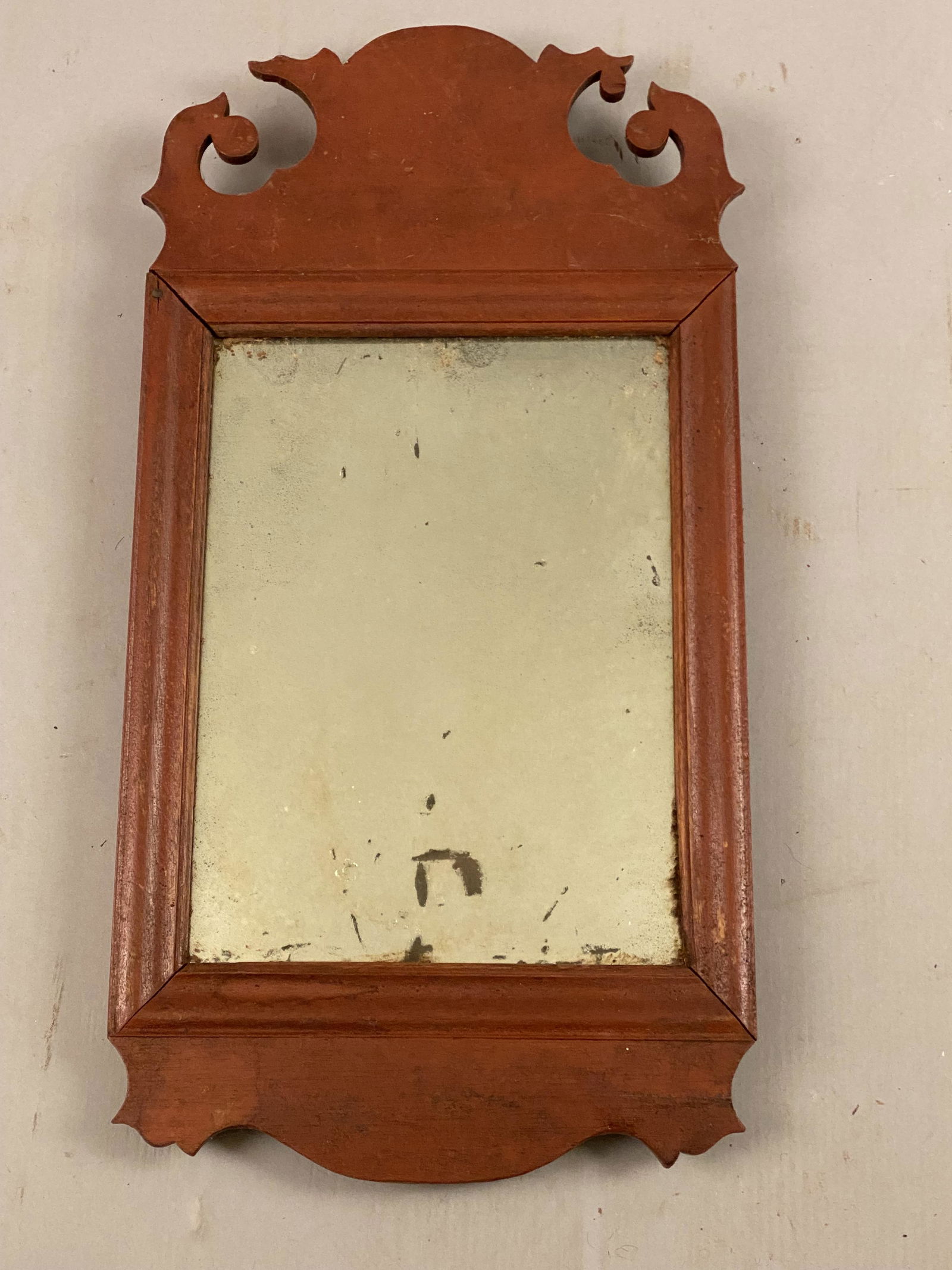 Small Queen Anne Mirror in Red Paint (1 of 4)