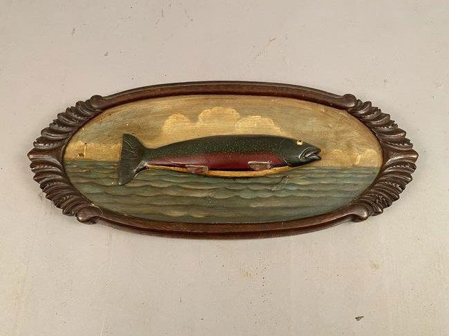 Carved & Painted Fish Plaque w/Ocean scene (1 of 8)