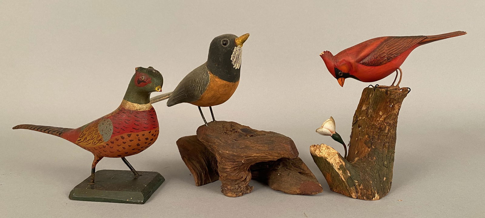 Carved & Painted Cardinal, Robin & Pheasant (1 of 10)