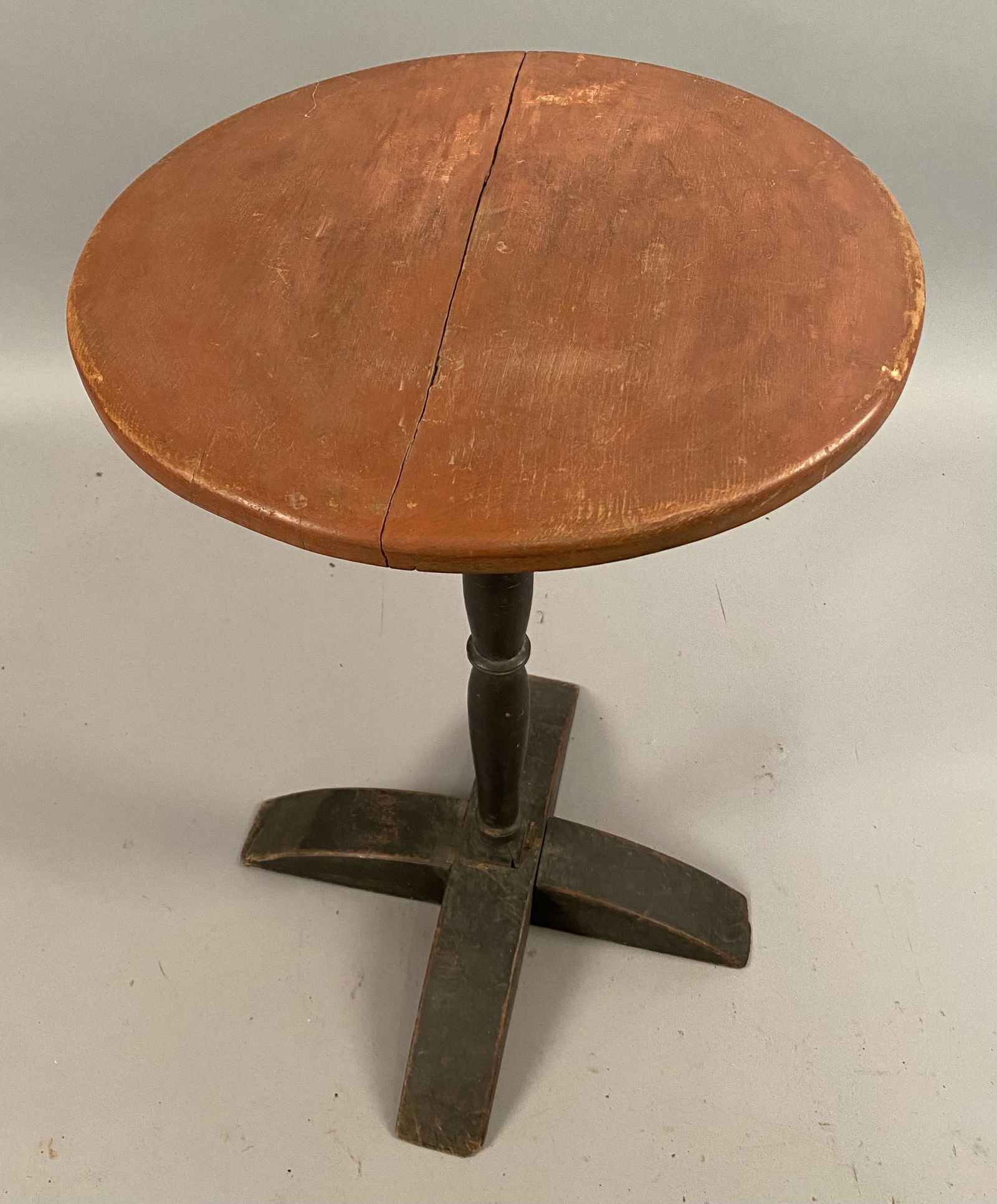 18th C Cross Base Candle Stand in Paint (1 of 6)