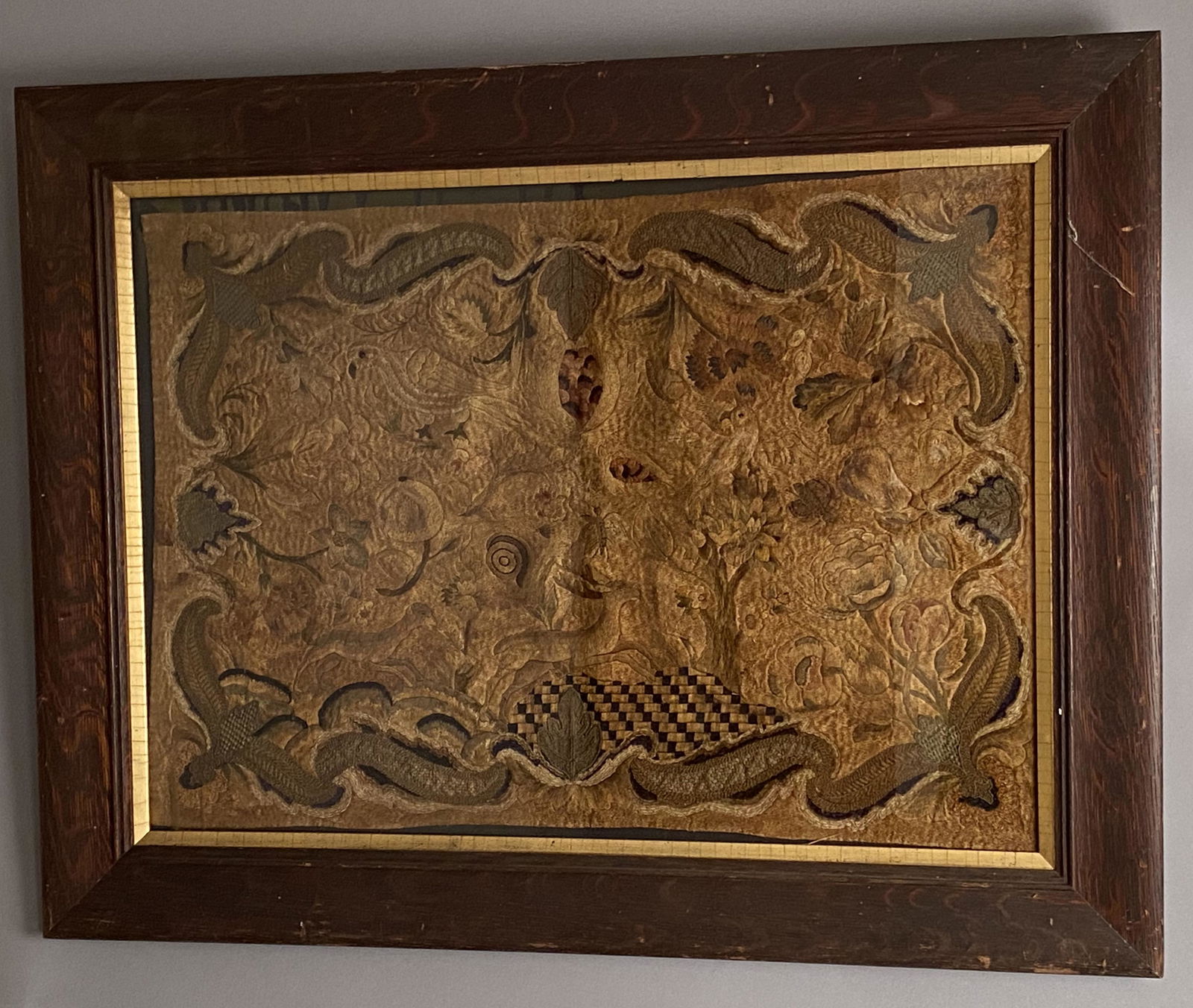 Large Silk Embroidery w/Flora & Fauna (1 of 9)