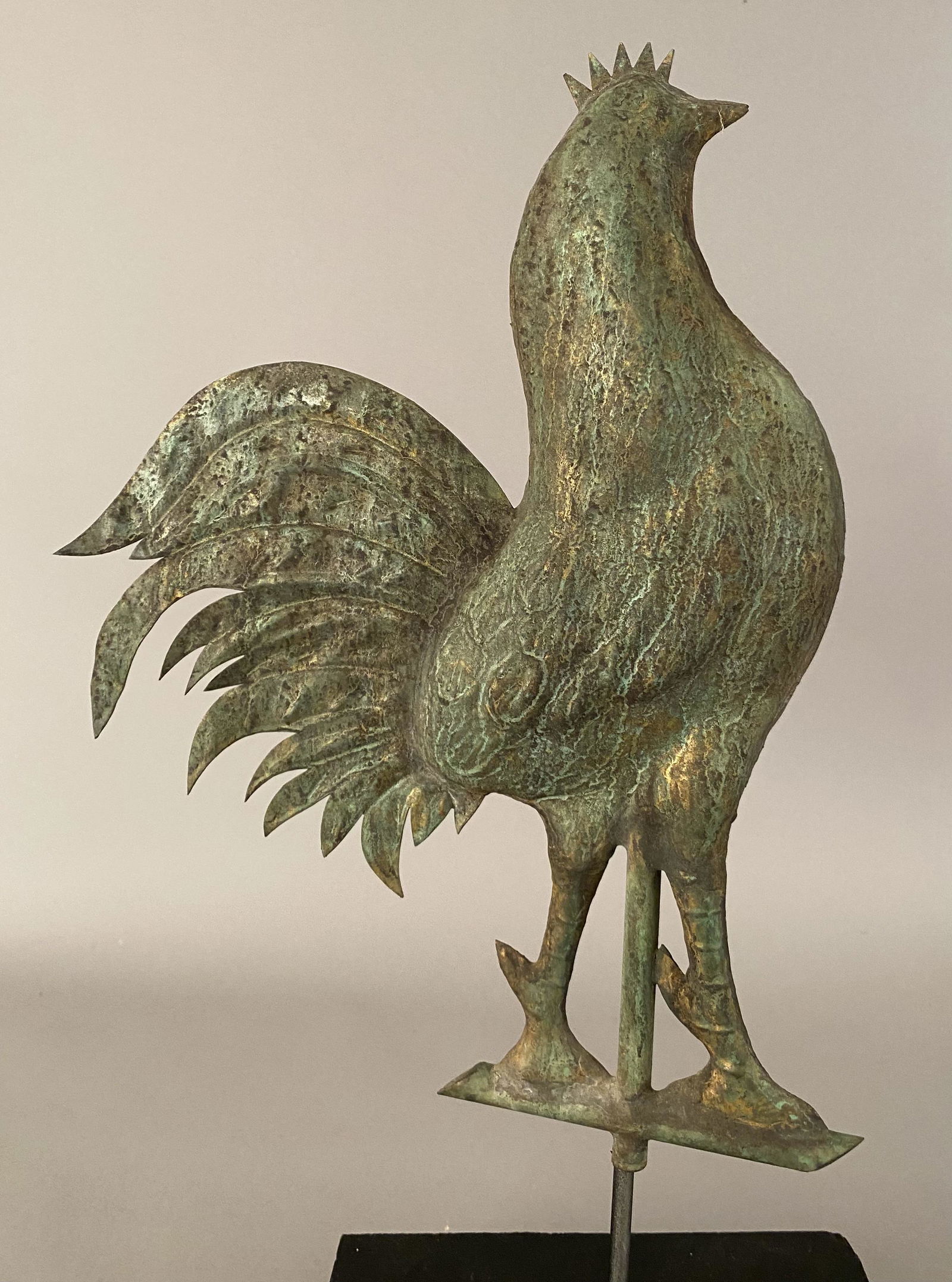 Sm Copper Rooster Weathervane w/Verdigris Surface (1 of 7)