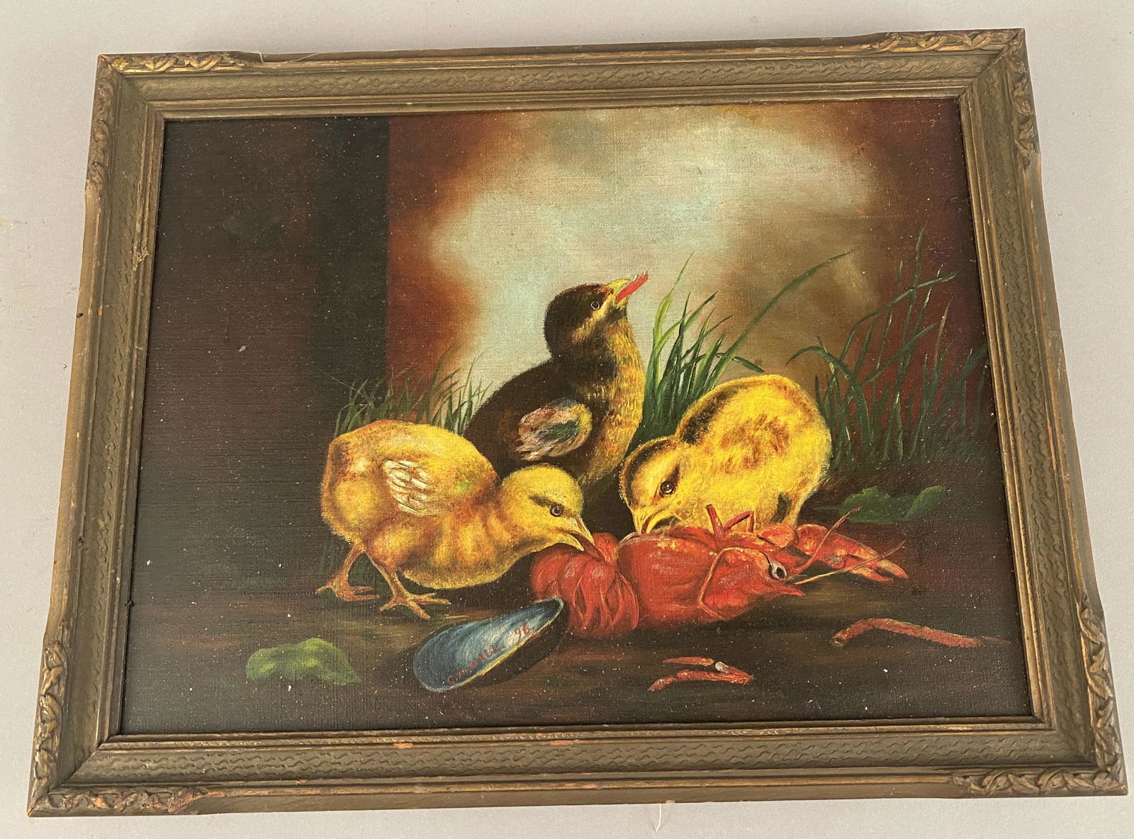 CM Hall Oil on Canas of Chicks Eating Lobster (1 of 7)