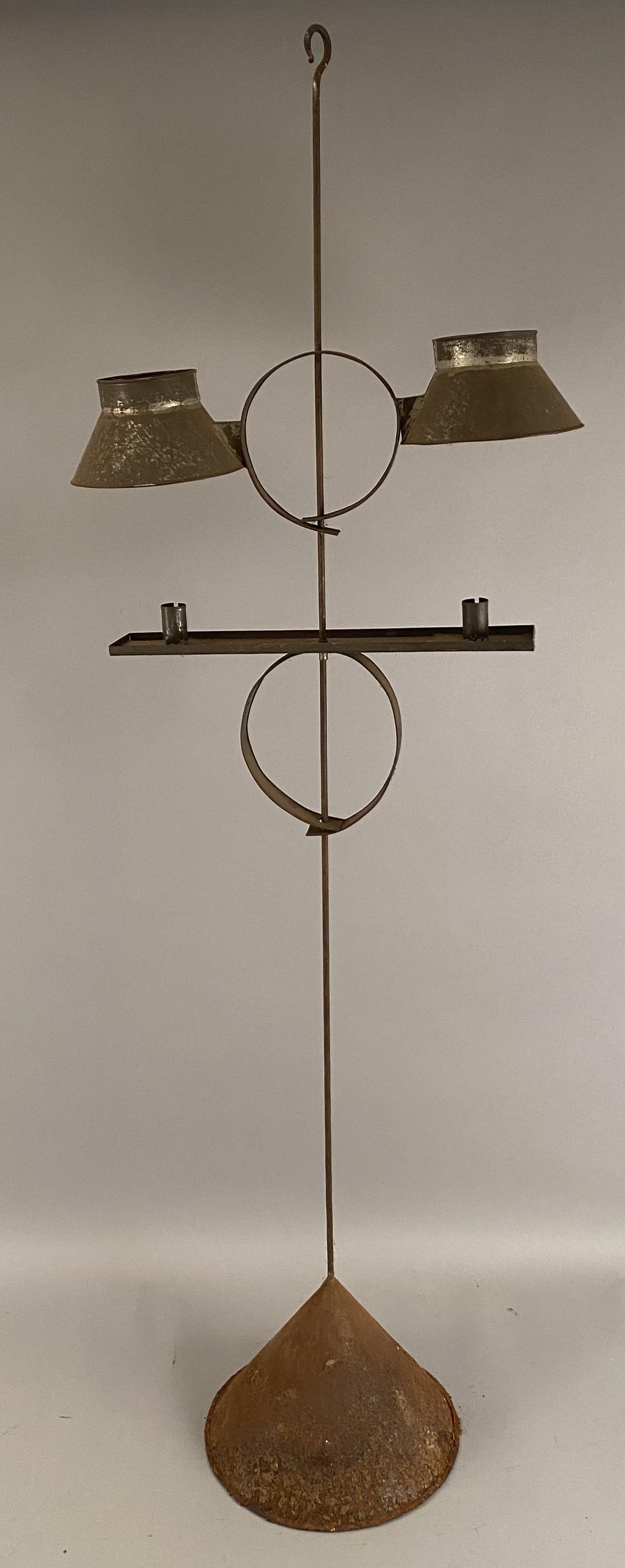 Rare 19th C Tin Adjustable Double Candle Holder (1 of 7)