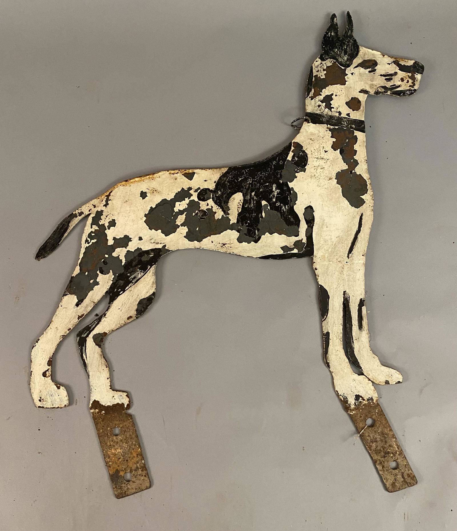 Large Sheet Iron Dog Painted Black & White (1 of 10)