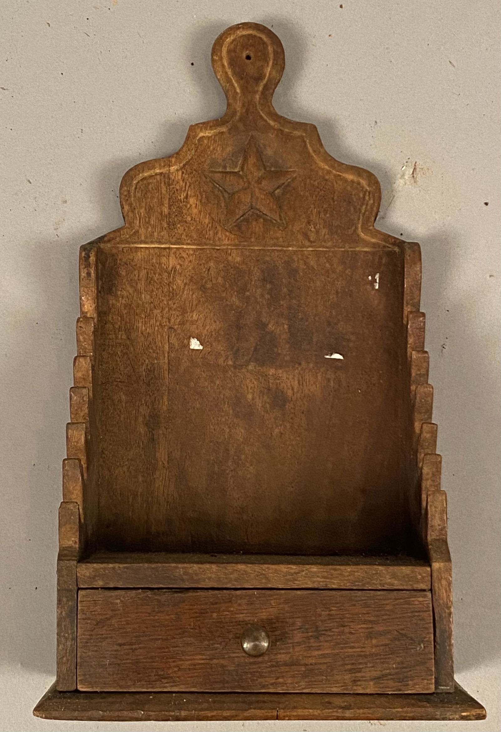 Rare 19th C 1 Drawer Chip Carved Pipe Box (1 of 7)