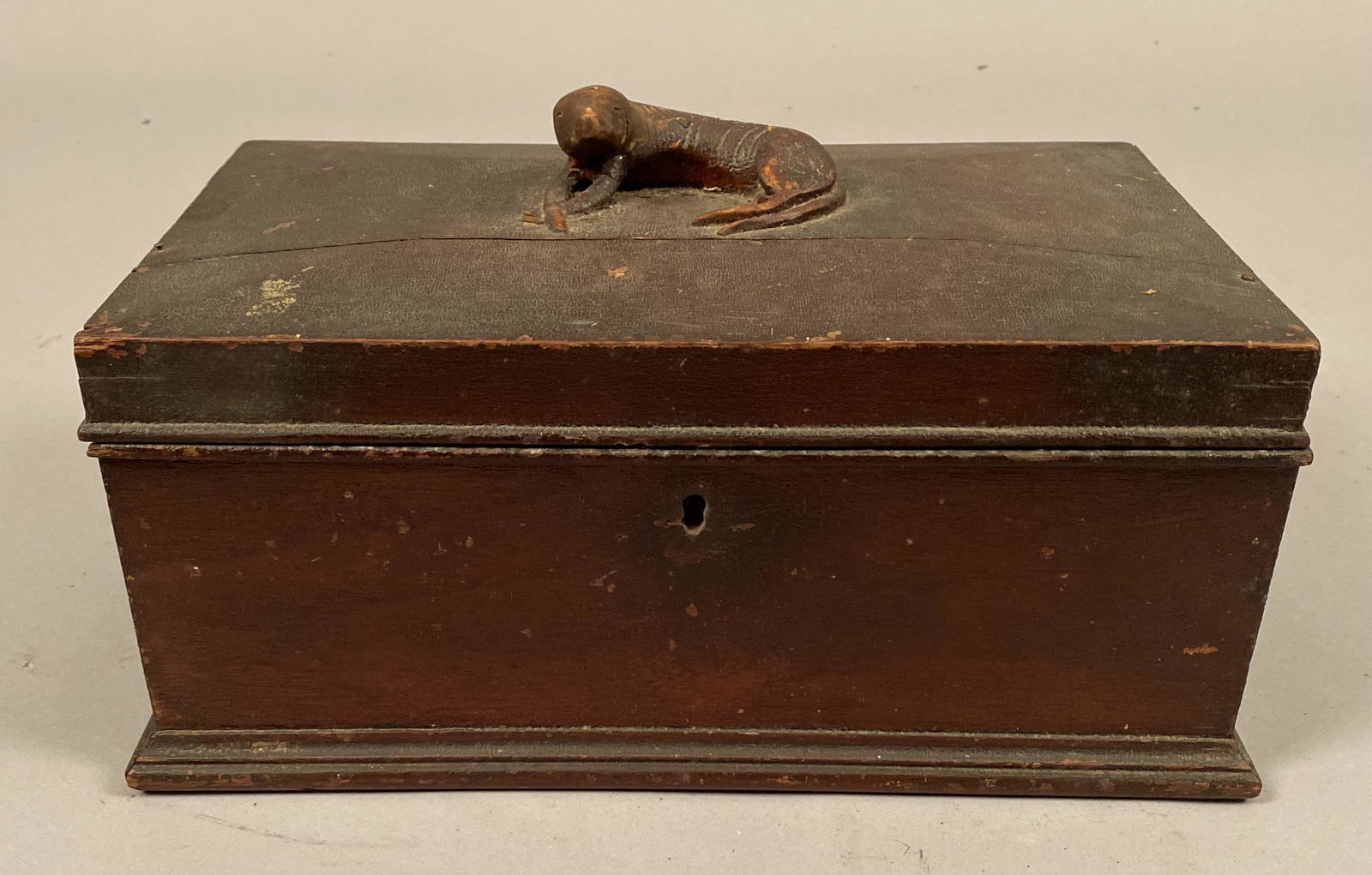 Valuables Box w/Carved Dog Handle & Fited Interior (1 of 9)