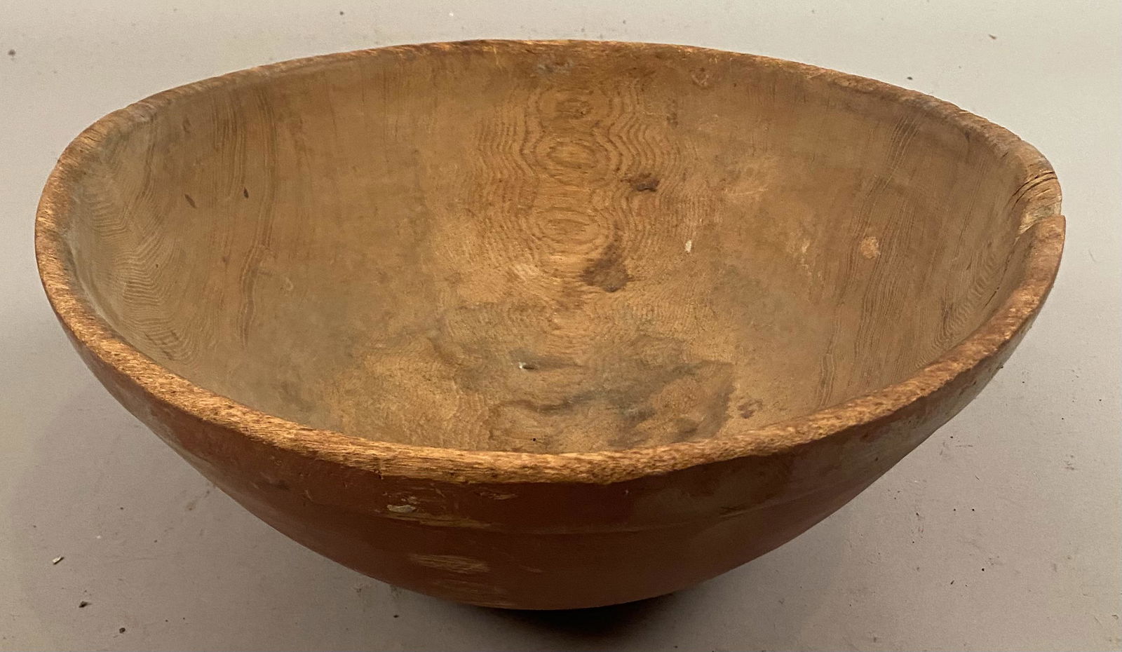 18th C Wooden Bowl in Red Paint w/Early Repairs (1 of 4)