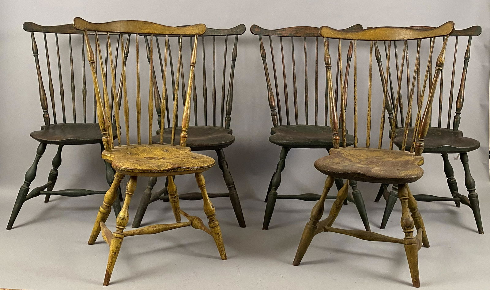 6 CT Fan Back Windsors, Nicely Turned, in Paint (1 of 14)