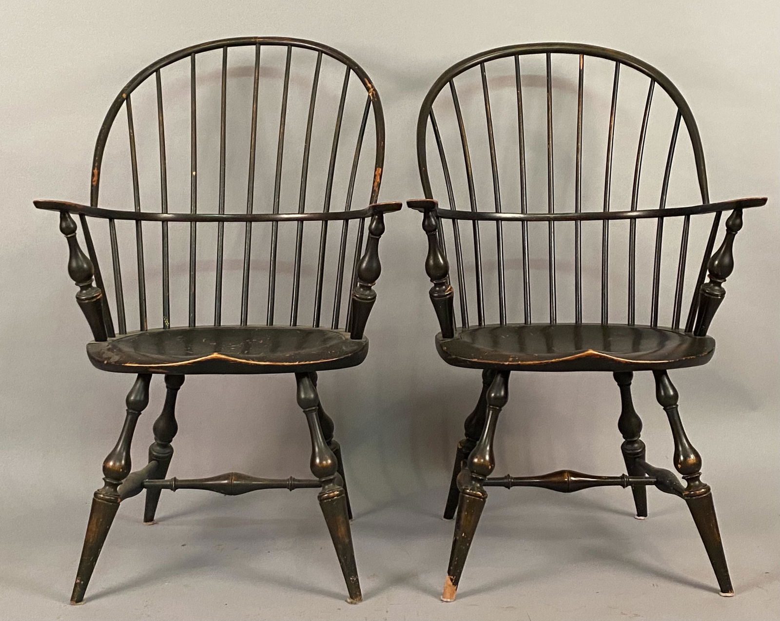 Pr DR Dimes Sack Back Windsor Arm Chairs in Paint (1 of 8)