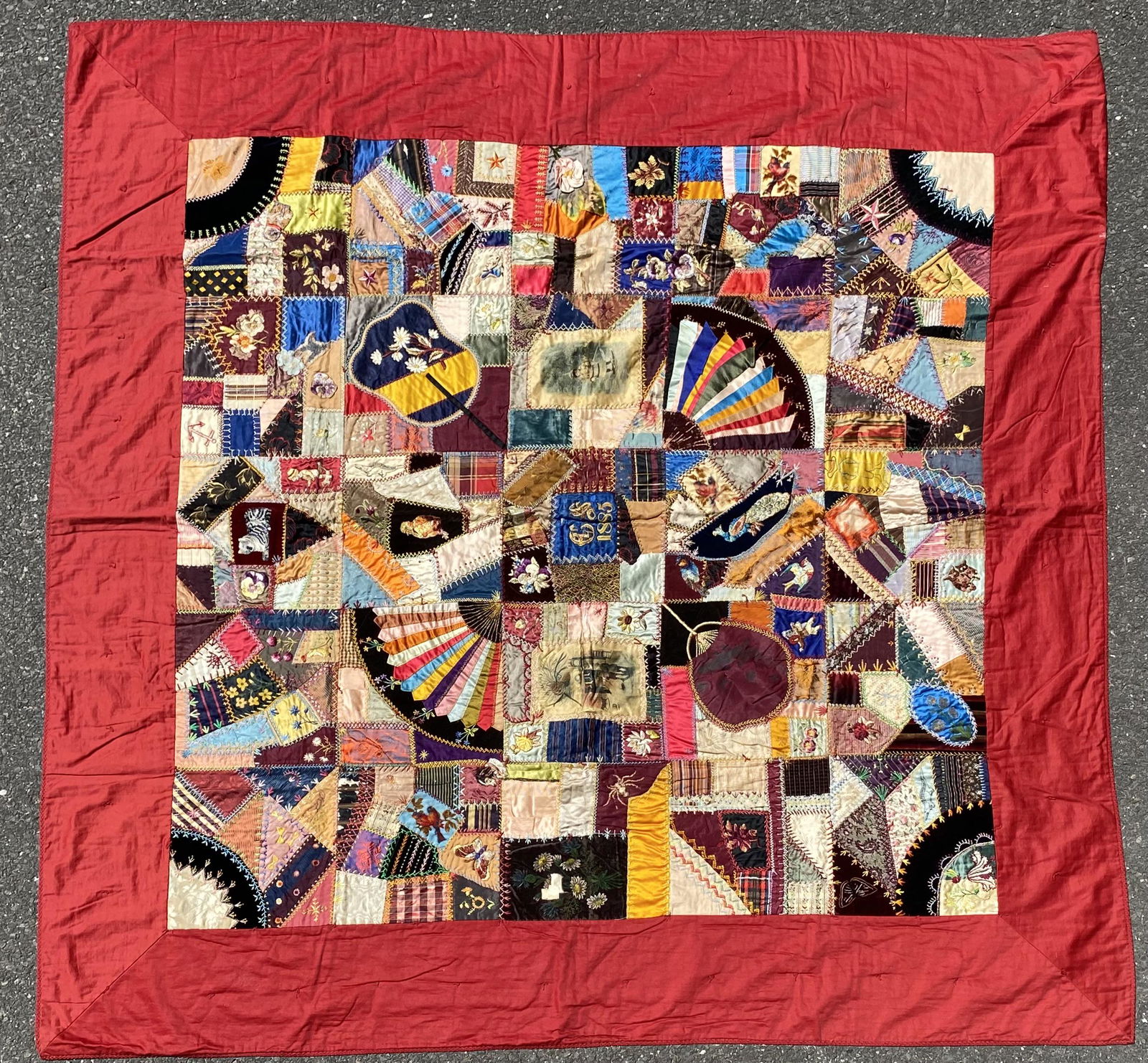 Victorian Crazy Quilt w/Embroidered Designs (1 of 13)