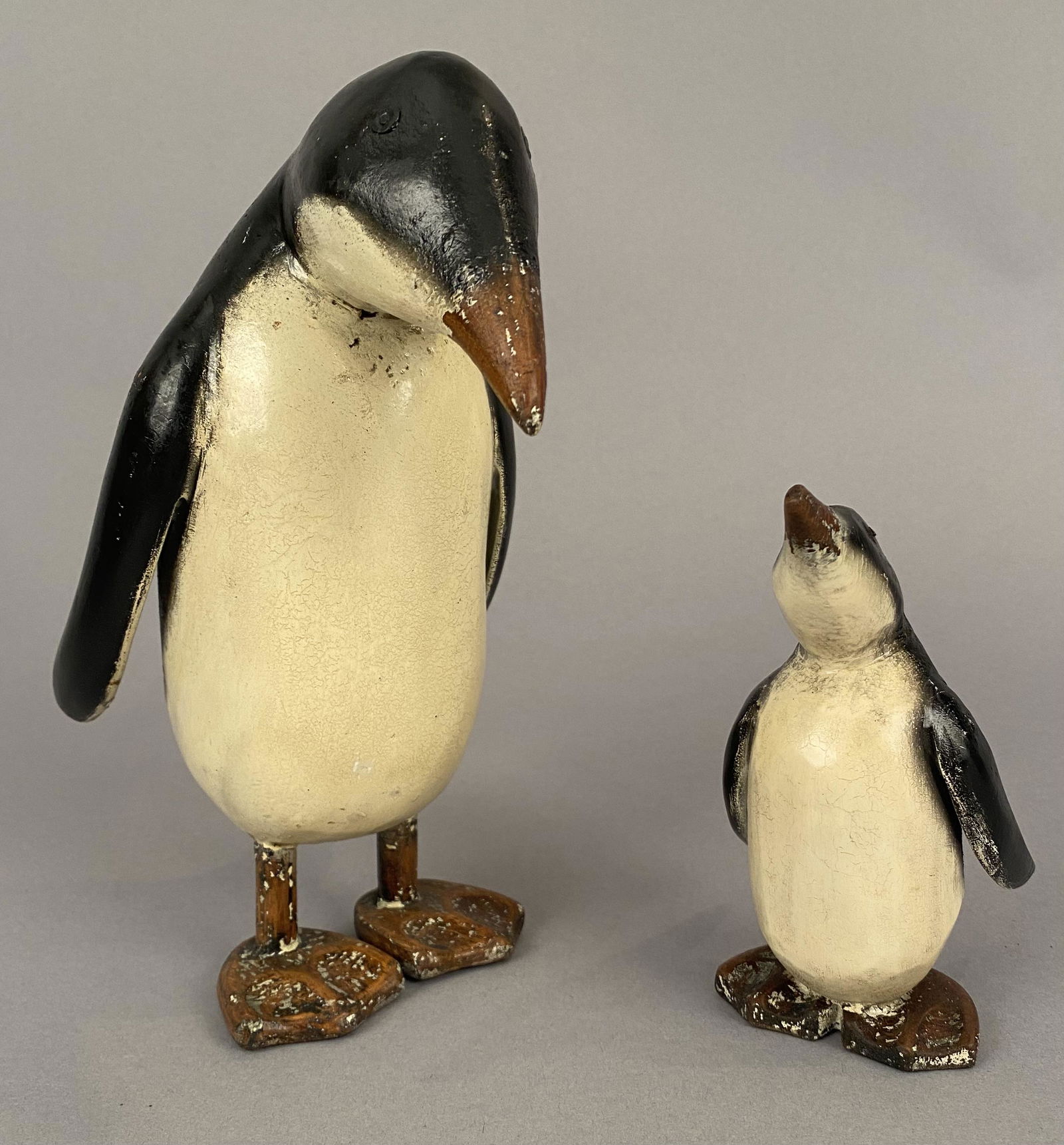 2 Vintage Carved Wooden Penguins-Mama & Baby (1 of 10)