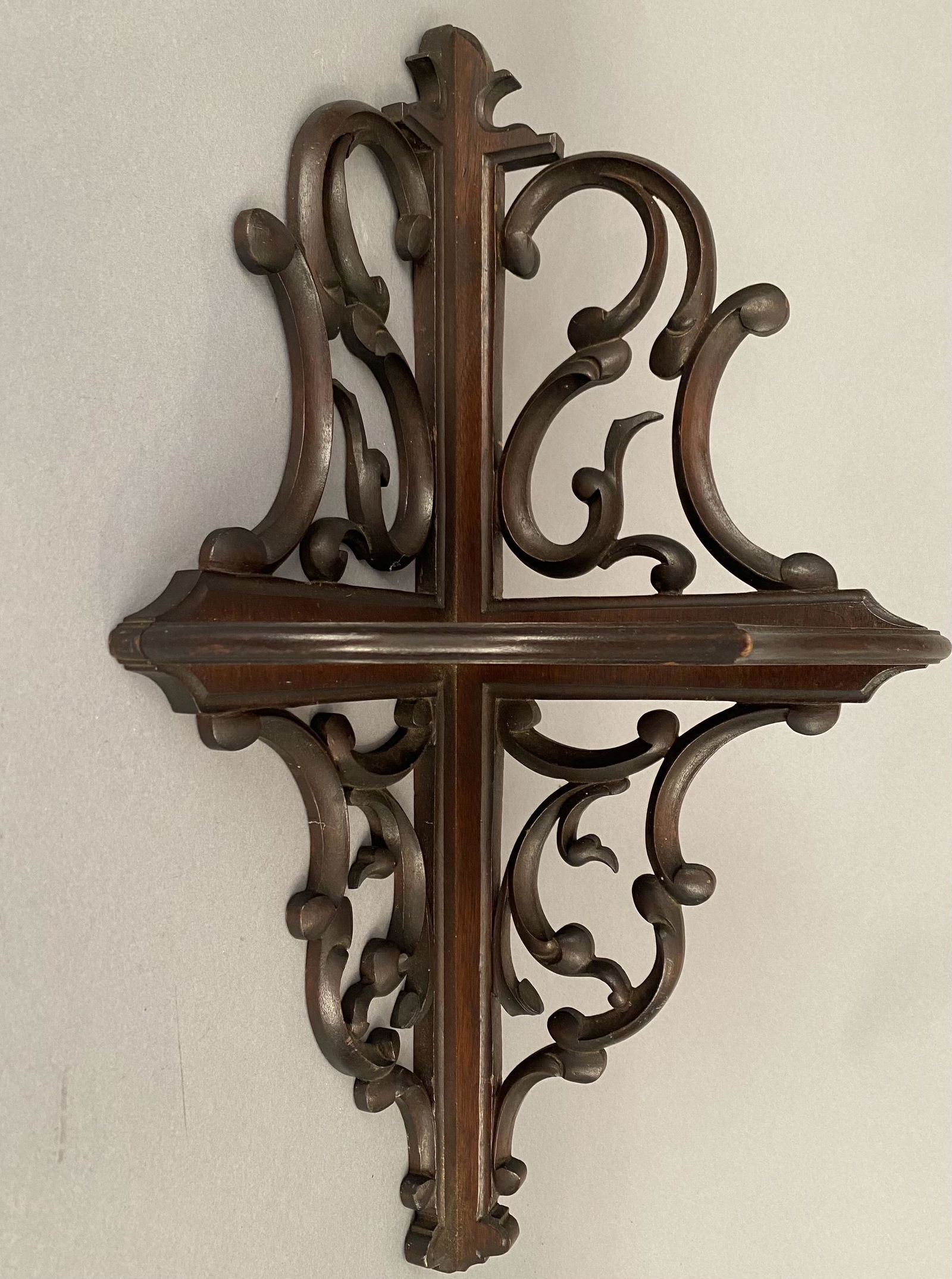 Intricately Carved Victorian Walnut Corner Shelf (1 of 7)