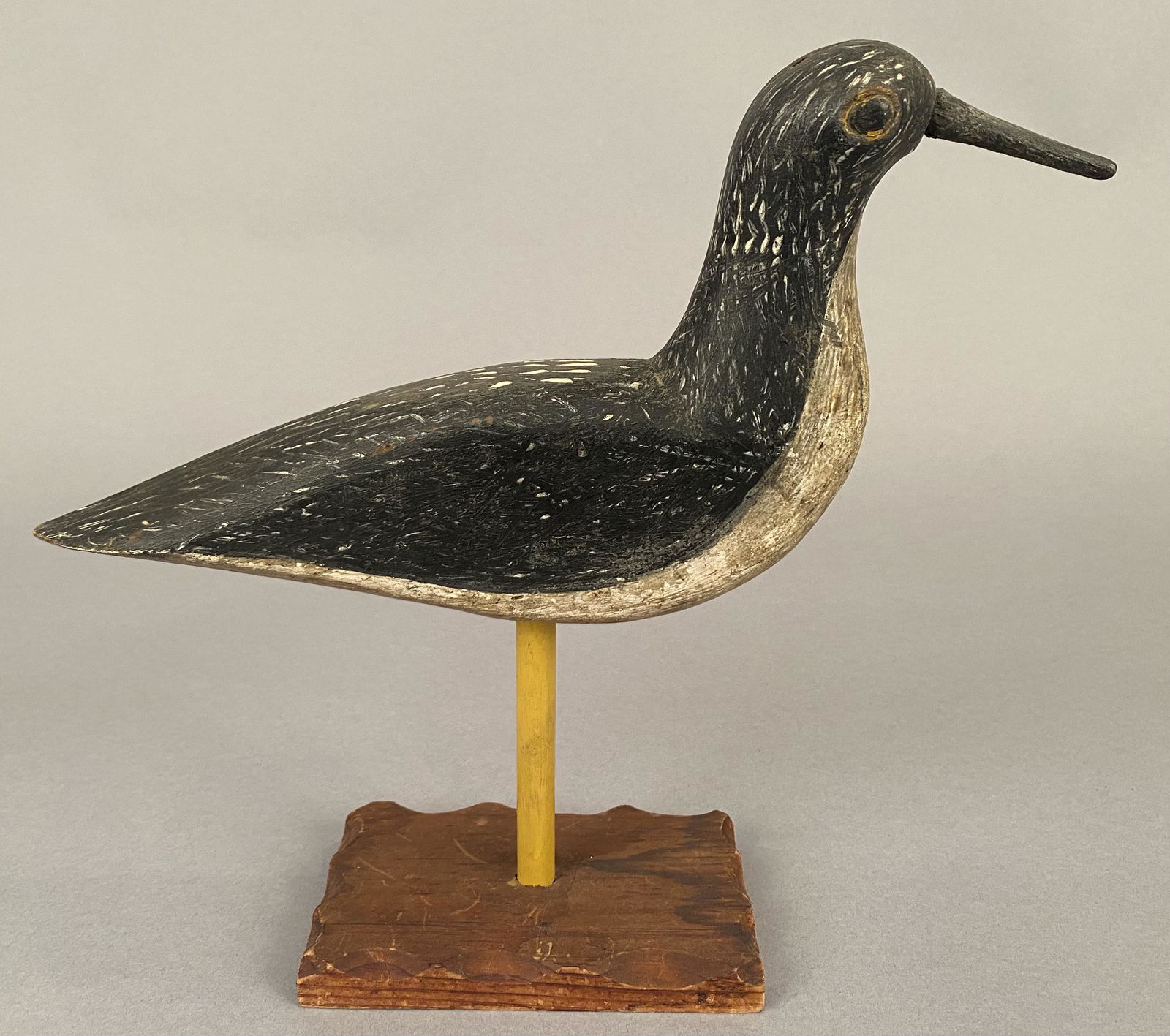 Carved & Painted Shorebird w/Yellow Leg on Stand (1 of 6)