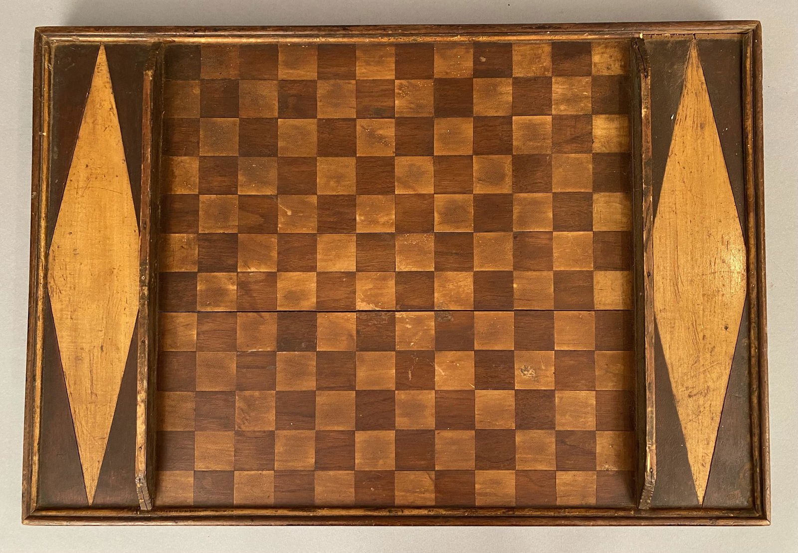 Two sided Inlaid Gameboard-Checkers and Parcheesi (1 of 7)