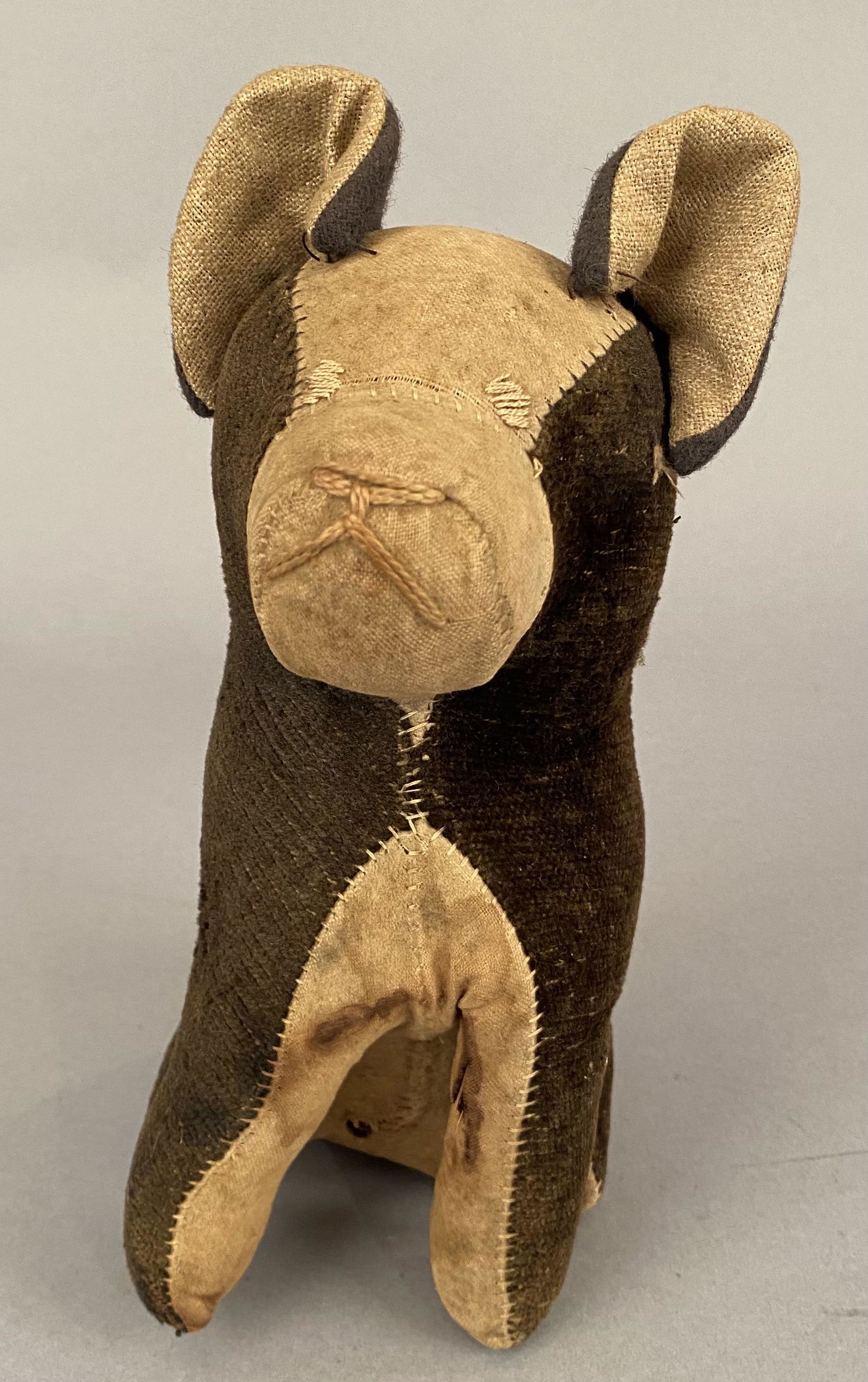 Vintage Brown & White Stuffed Seated Dog (1 of 5)