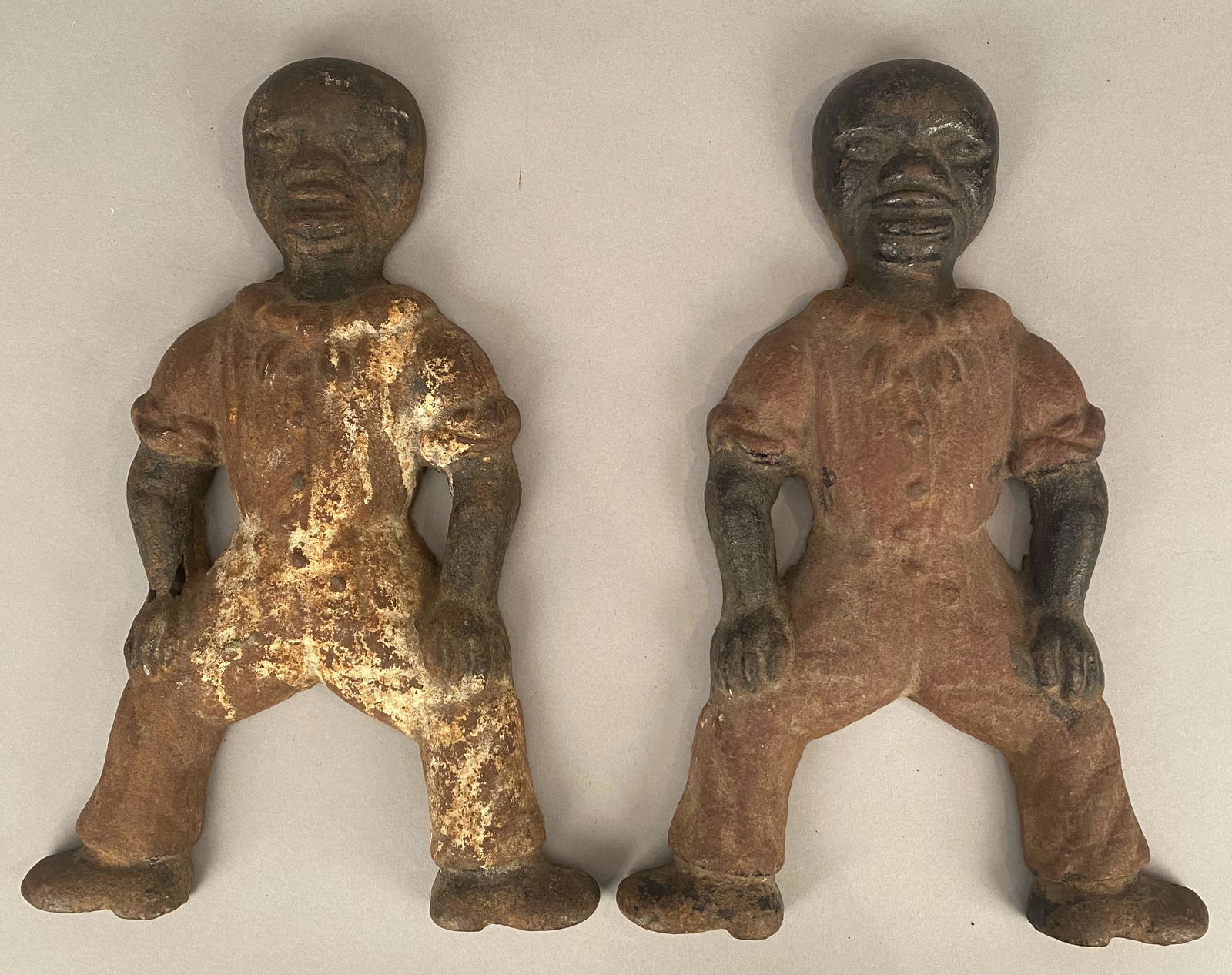 Pair of Andirons-Black Faced Men w/Hands on Knees (1 of 10)