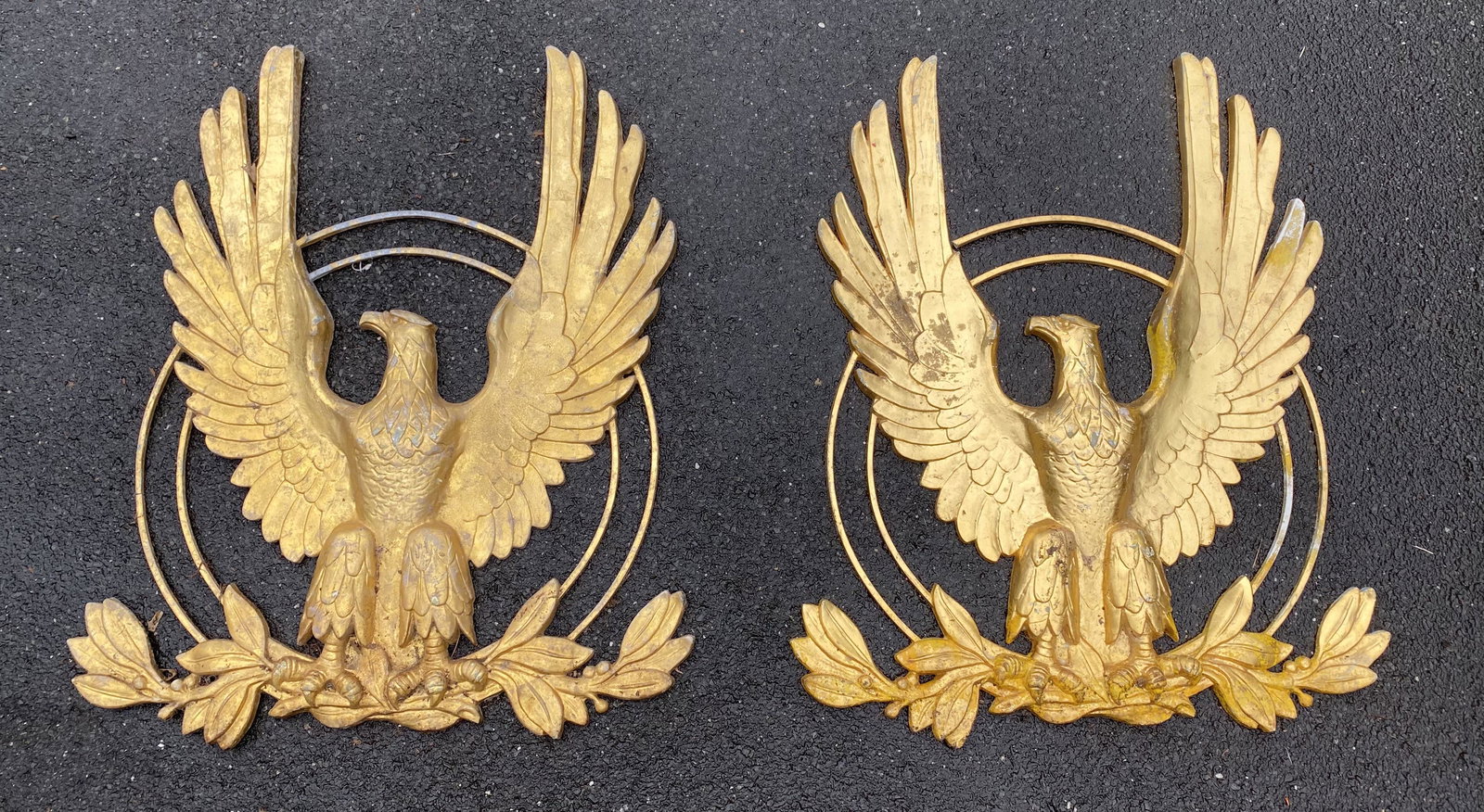 2 Massive Stylized Spread Wing Eagles in Gold Finish (1 of 6)