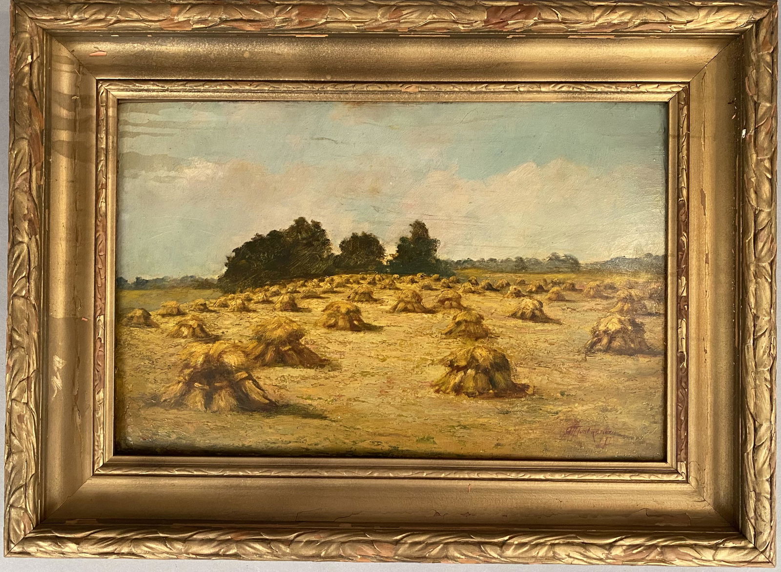Alfred Montgomery-Oil on Board, "Haystacks" (1 of 5)