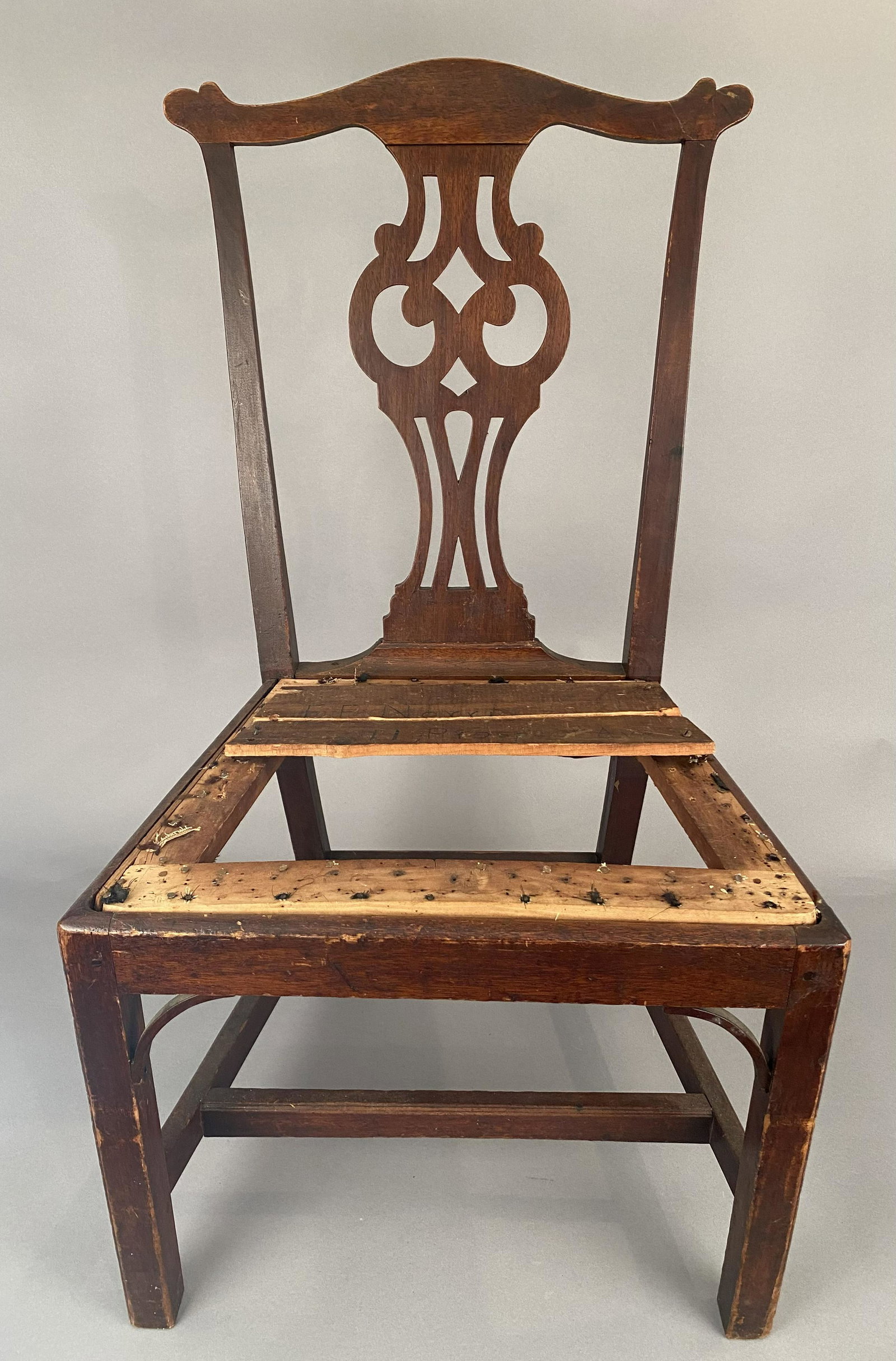 Chippendale Country Chair w/Pierced Splat: Chippendale country chair with pierced splat and slip seat. Seat height 17"