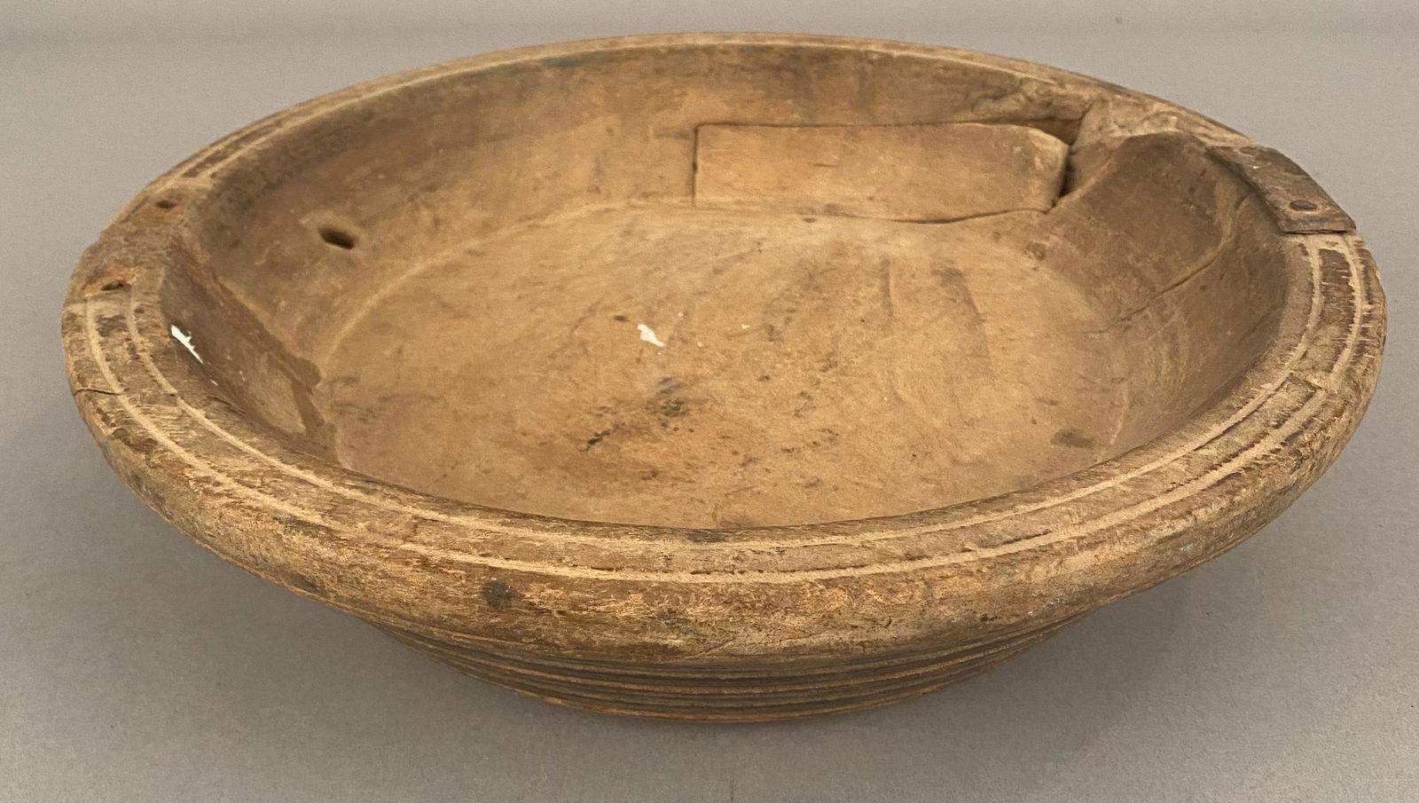 Large Early Hand Turned Wooden Bowl (1 of 7)