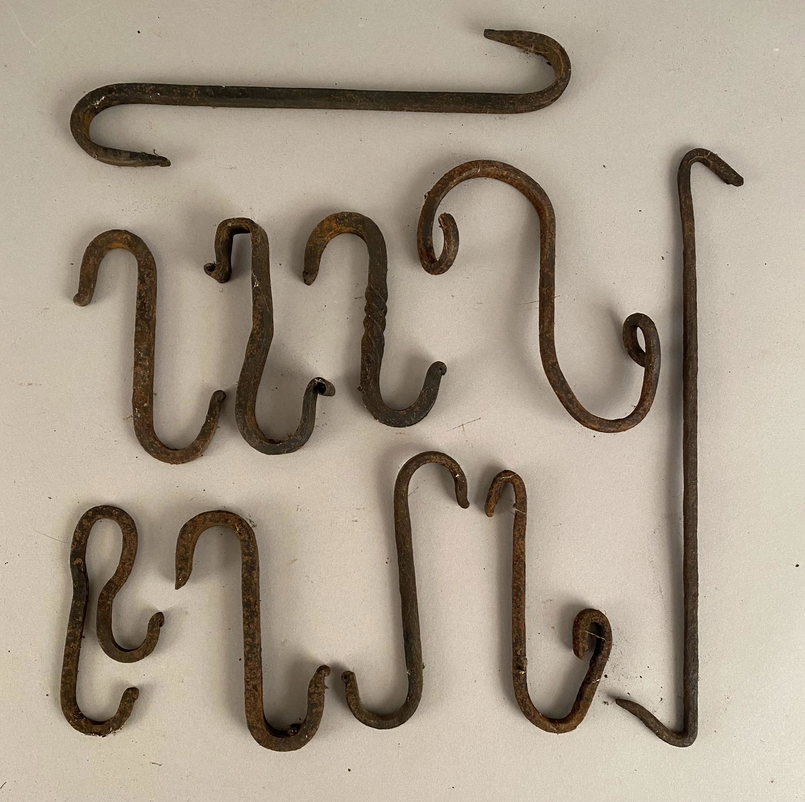 Collecton of 10 18th C Iron "S" Hooks (1 of 6)