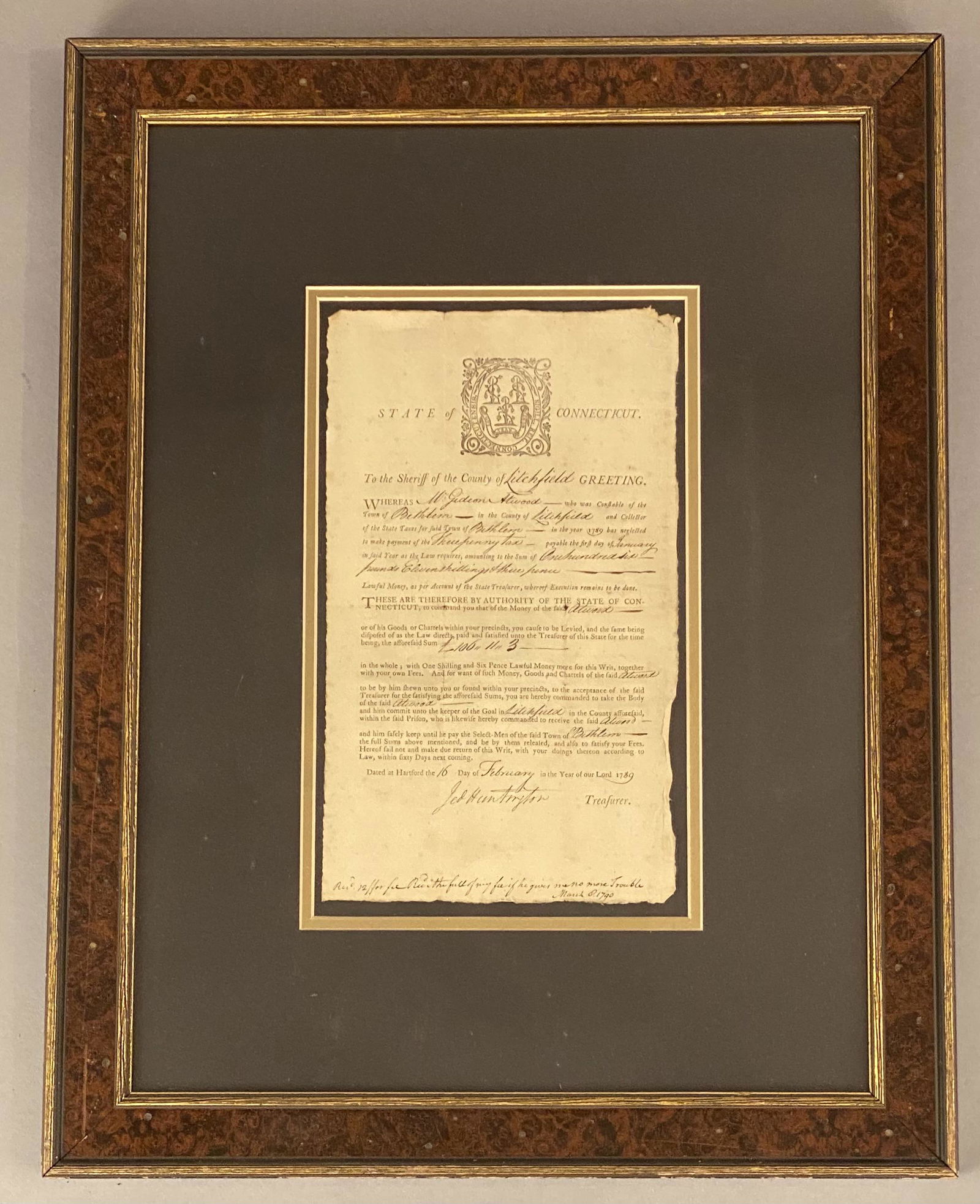 1789 Document to Collect Taxes Signed in 1789 (1 of 7)