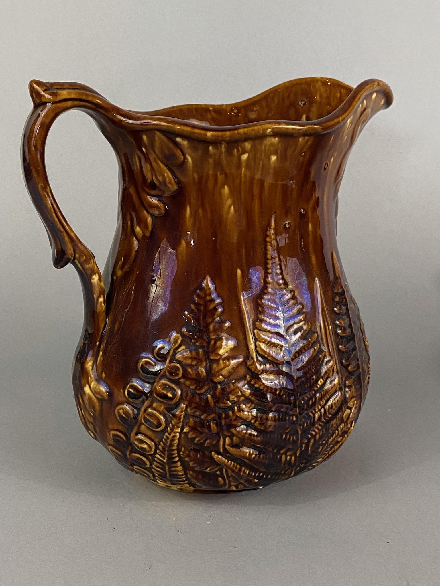 Rockingham/Bennington Pitcher with Fern Design (1 of 6)