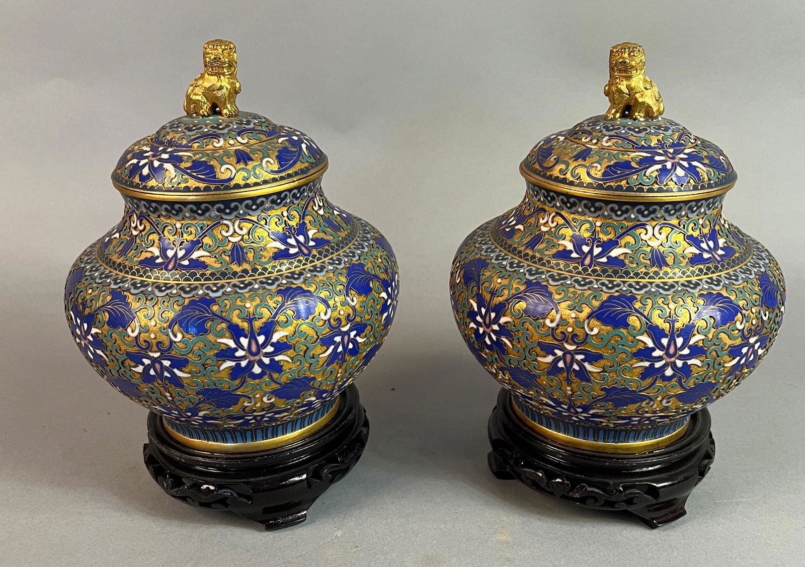 Pair of Vintage Cloisonne Covered Jars (1 of 8)