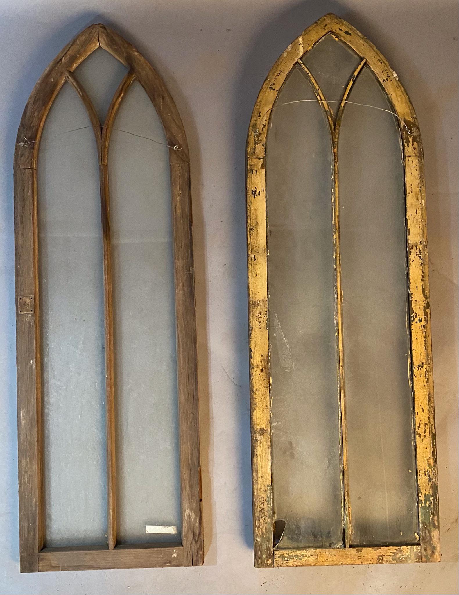 Two Gothic Windows: Two gothic windows. Some pannels loose or broken.