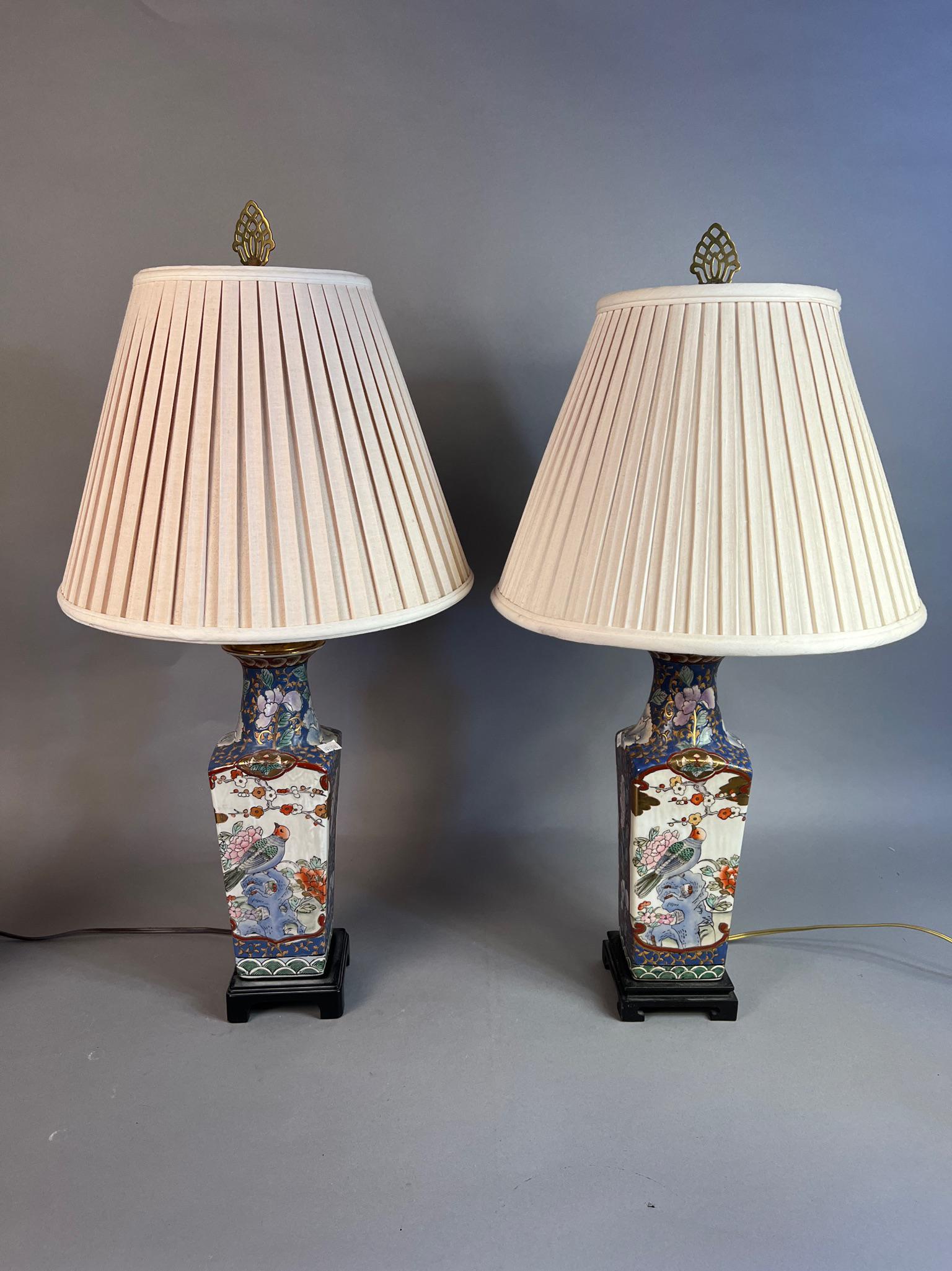 Pair of Asian Lamps with Birds (1 of 6)