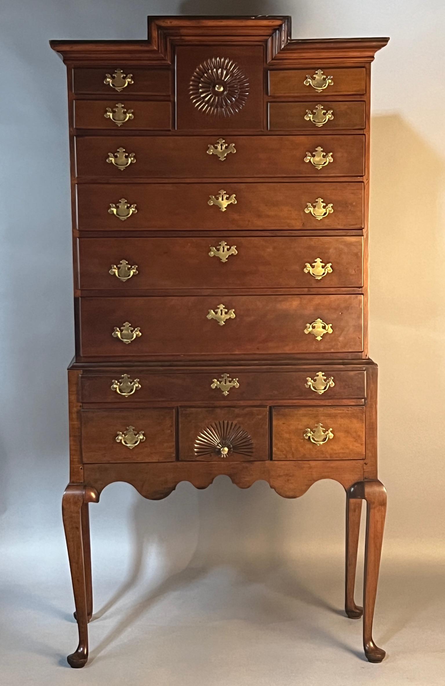 Queen Anne Highboy w Rare Stepped Top Woodbury, CT (1 of 15)