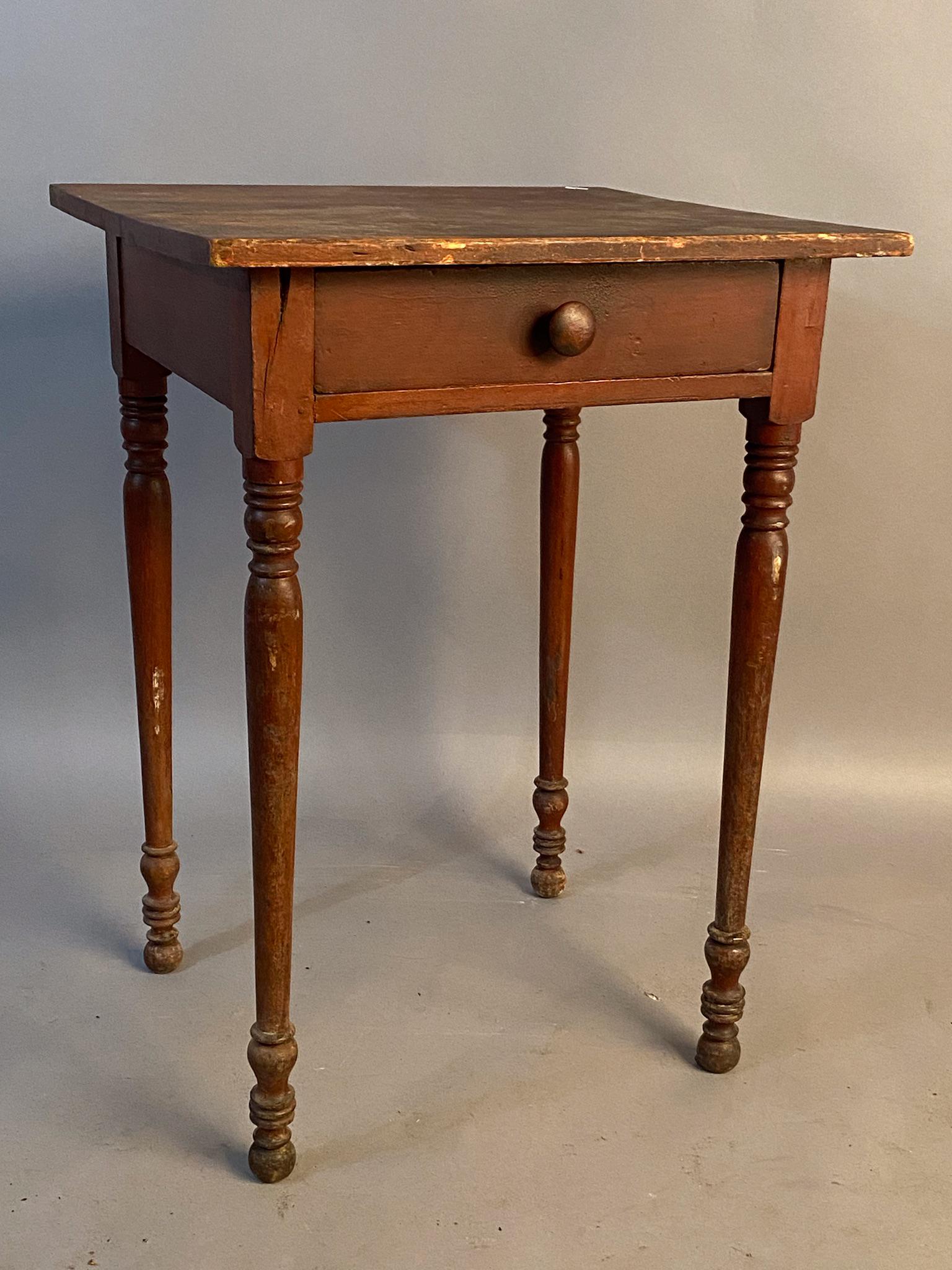 Early 19th c One Drawer Stand Original Red Paint (1 of 9)