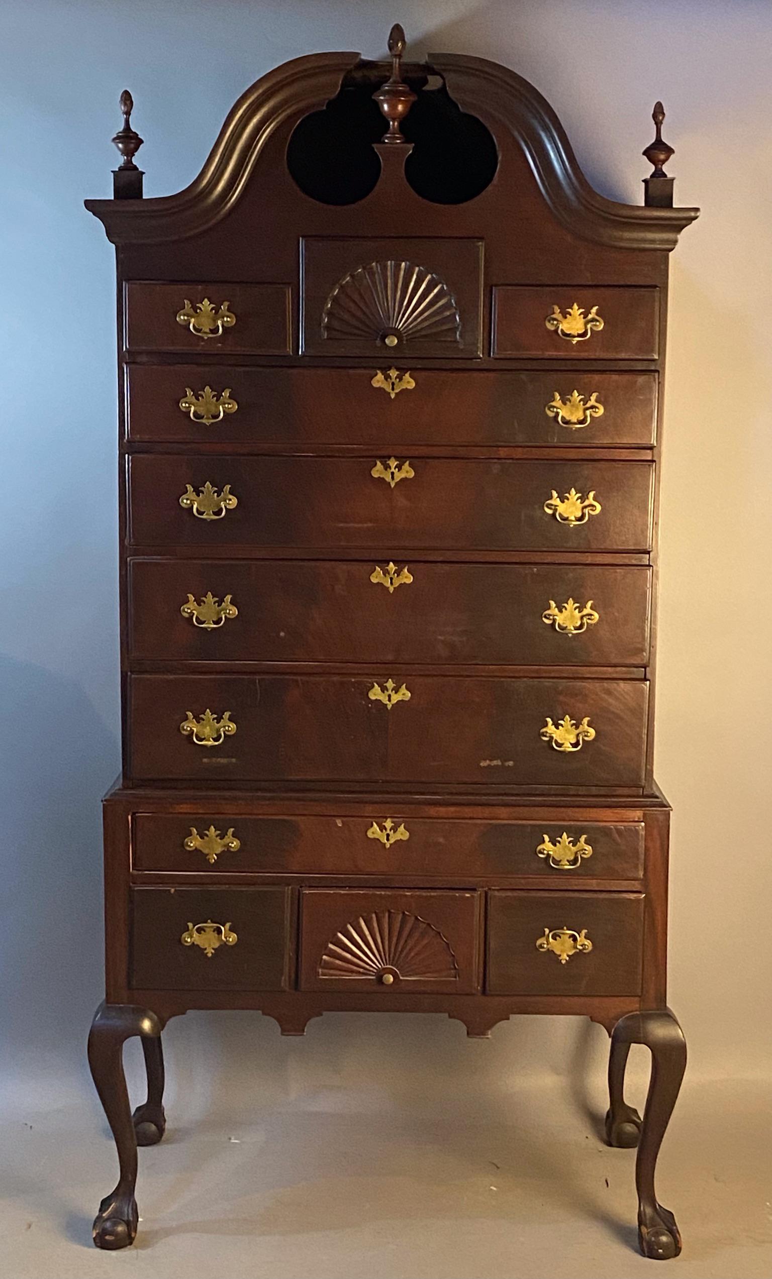 Chippendale Style Bonnet Top Highboy (1 of 9)