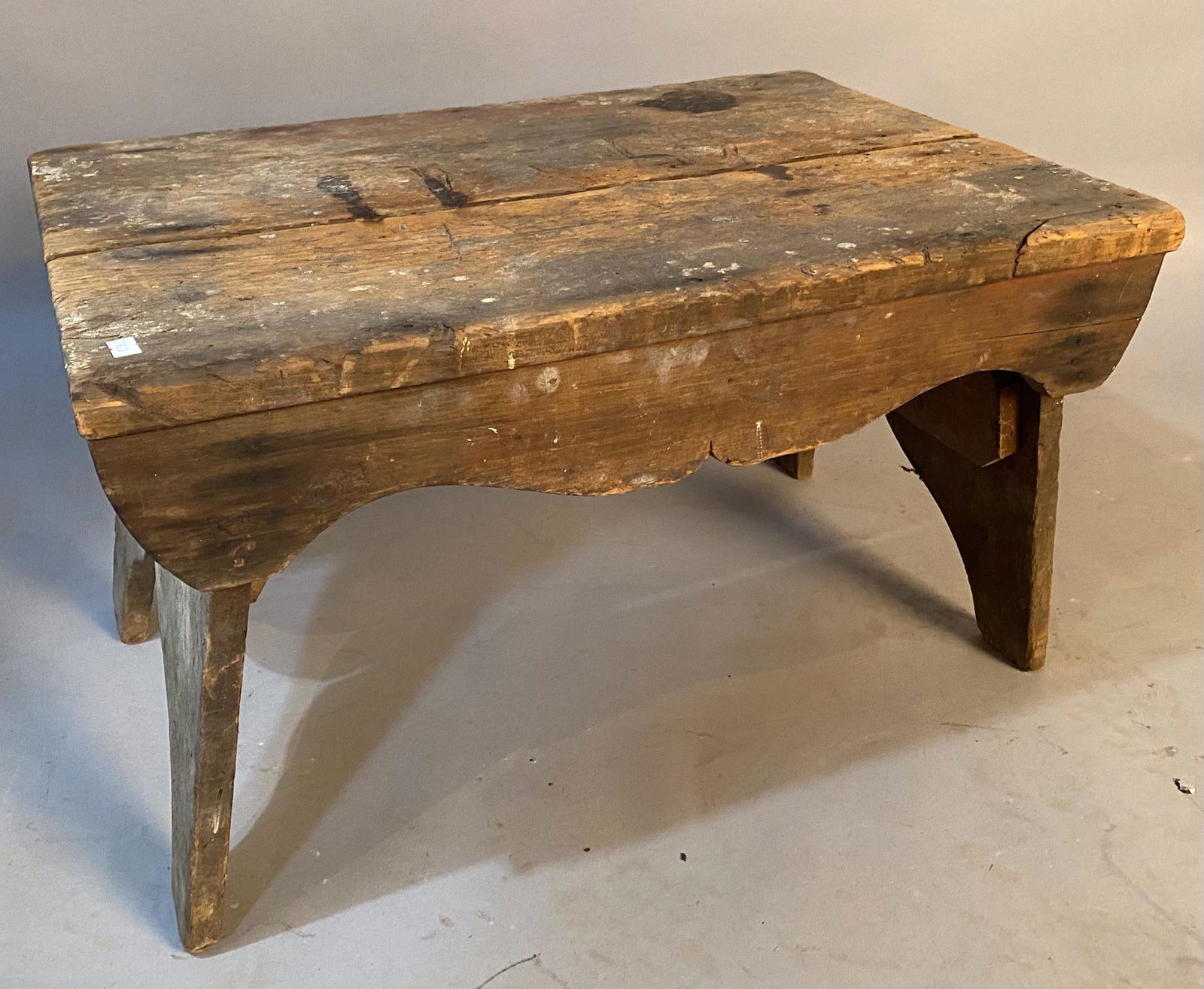 19th c Primitive Stool w Shaped Skirt (1 of 5)