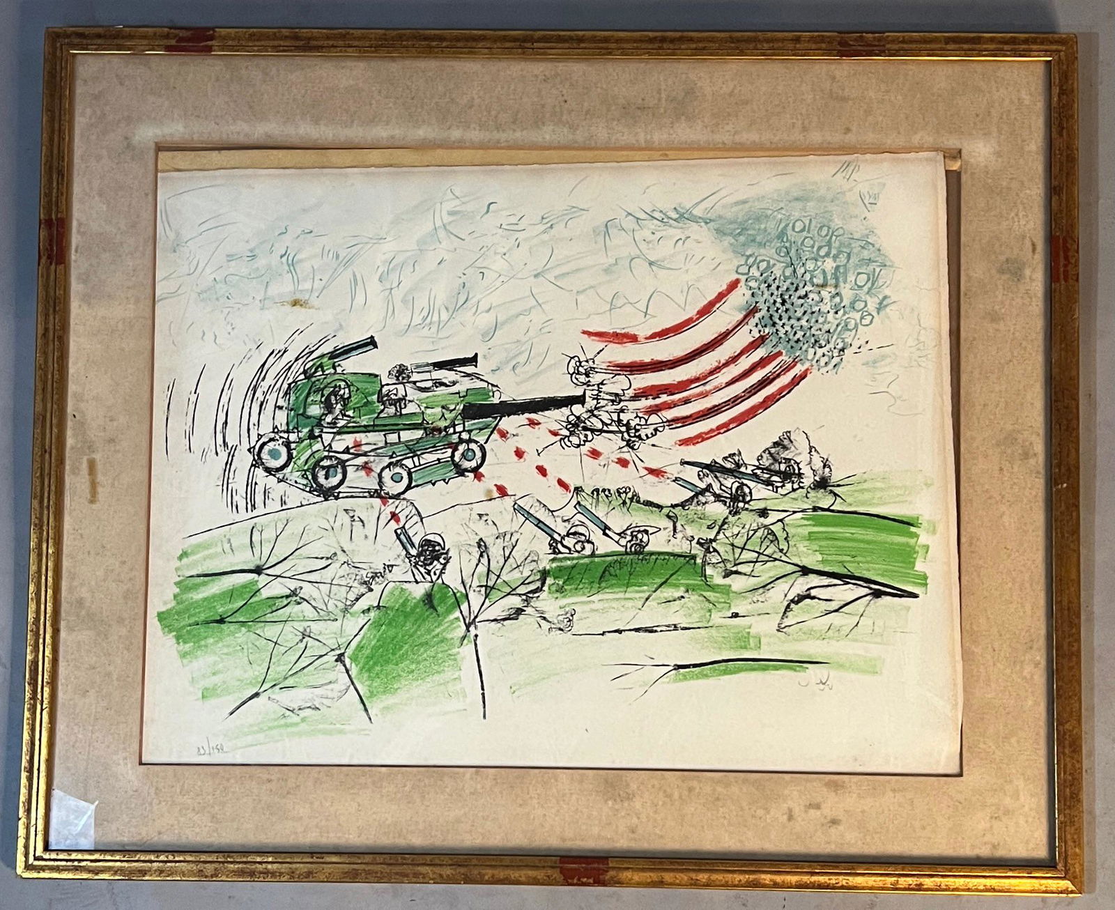 Roberto Sebastion Matta Lithograph of a Battle Scene Signed (1 of 7)