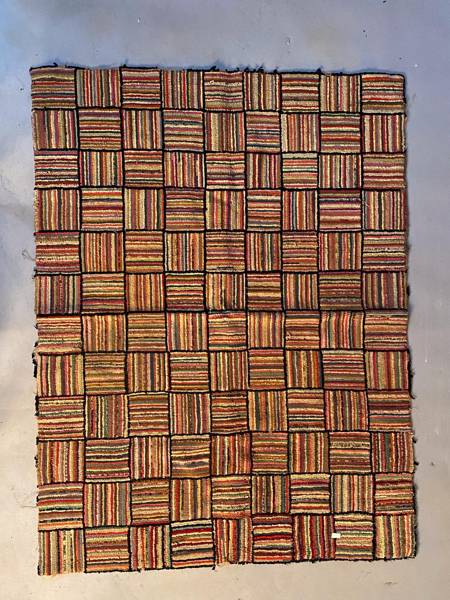 19th c Geometric Hooked Rug (1 of 4)